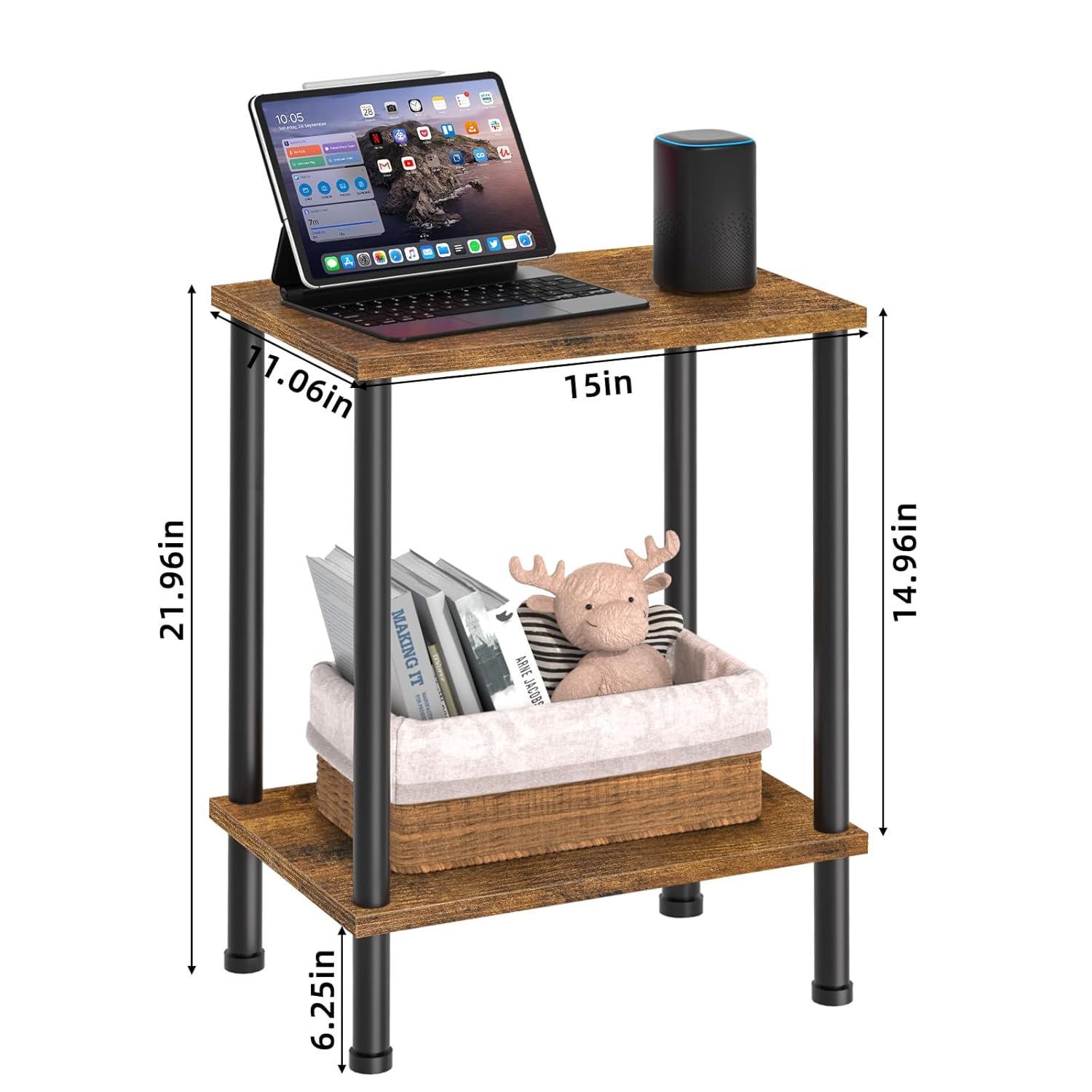 End Table, Set of 2, Side Table, Nightstand, 2-Tier Storage Shelf, Sofa Table for Small Space, Living Room, Bed Room TB01BB035