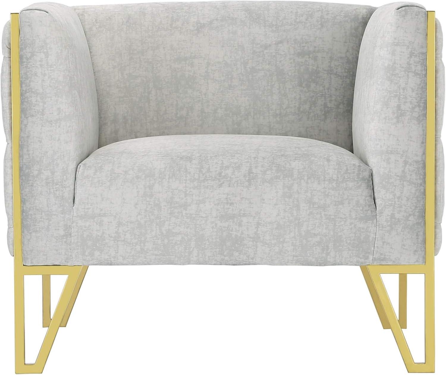 Manhattan Comfort 2pc Vector Sofa and Armchair Set Gray: Velvet Upholstery, Metal & Wood Frame, No Assembly Required