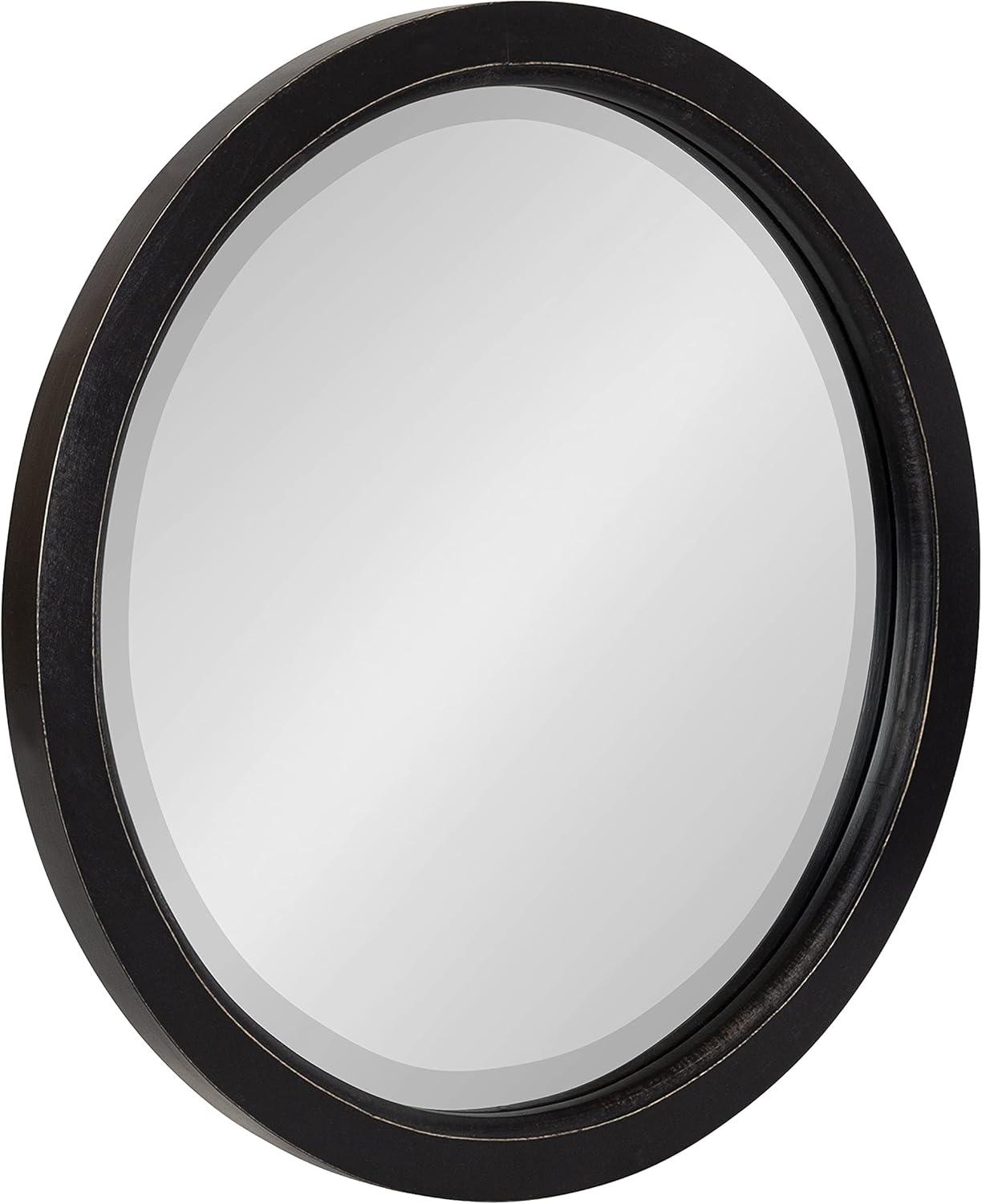 18" x 18" Hogan Round Framed Decorative Wall Mirror Black - Kate & Laurel All Things Decor: Modern Farmhouse Style, Solid Wood