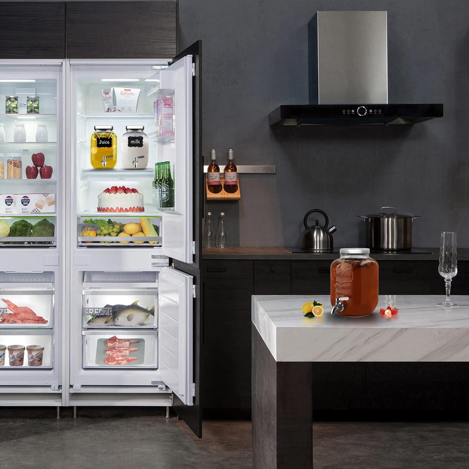 Kook Glass Beverage Dispenser, 1 Gallon, Silver