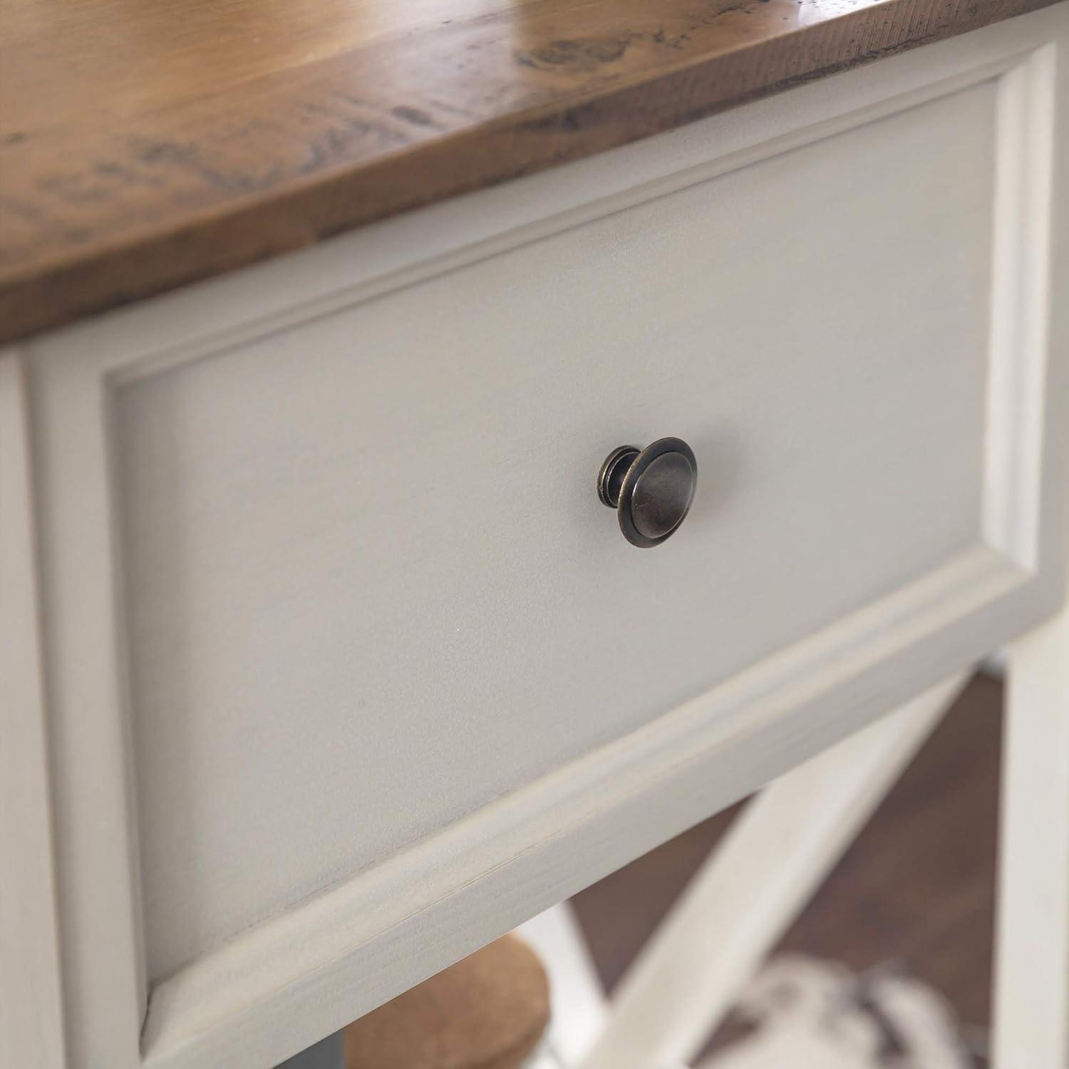 19" 1 Drawer Wood Side Table - Reclaimed Barnwood / White Wash
