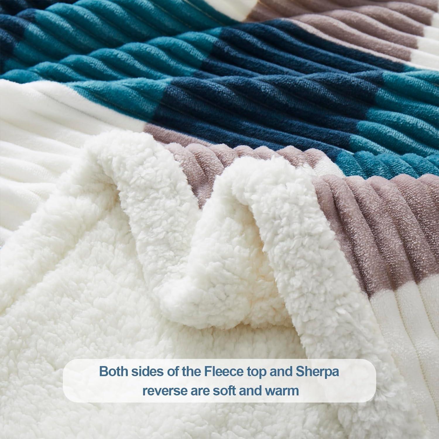 PU MEI Sherpa Throw Blanket for Couch Sofa 60”*80”- Fleece Tufted Fuzzy Soft Cozy Blanket for Bed, Thick Warm Blanket for All Seasons, (Dusty Blue, 60"*80")