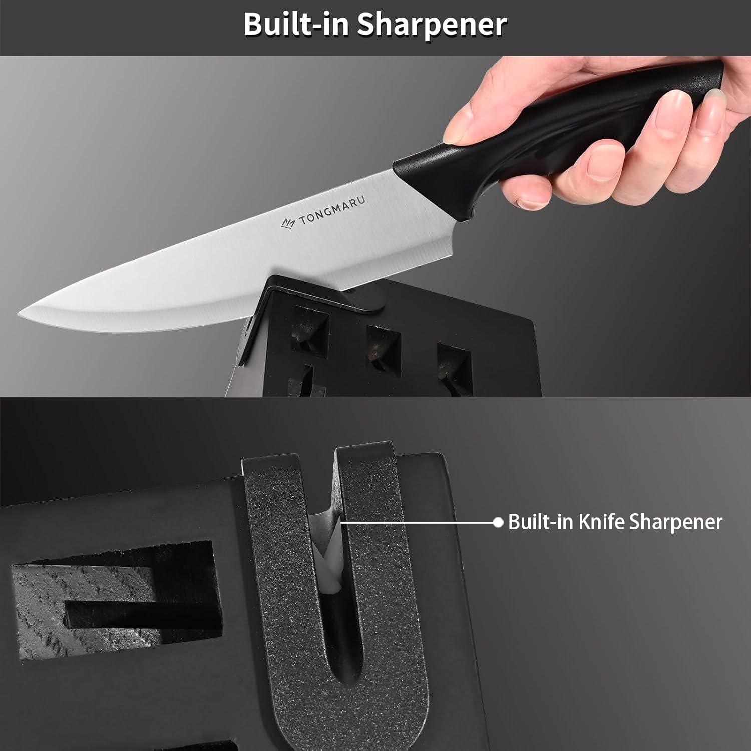 Zulay Kitchen Zulay Kitchen Premium 15-Piece Knife Set with Natural Wood Block and Built-in Sharpener