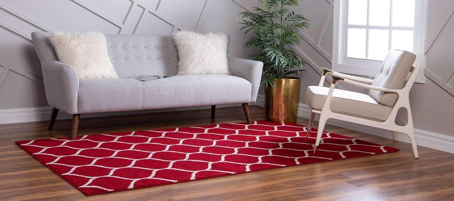 Unique Loom 10' 0 x 14' 0 Trellis Frieze Rounded Red Area Rug