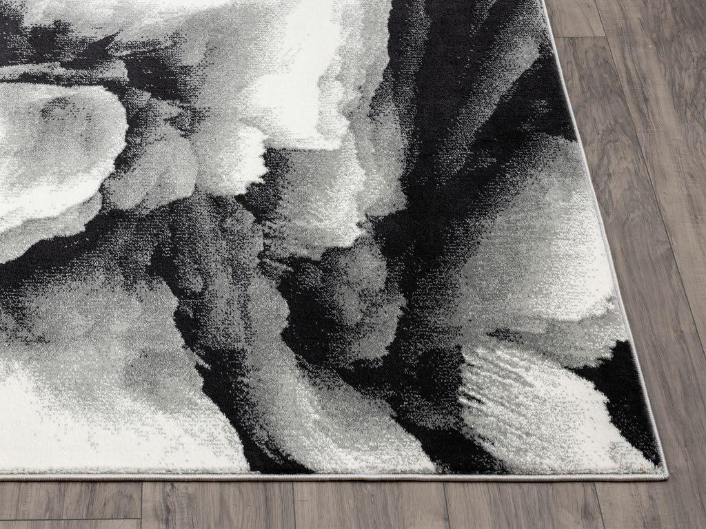 Gray Geometric 6' x 9' Stain-Resistant Synthetic Area Rug