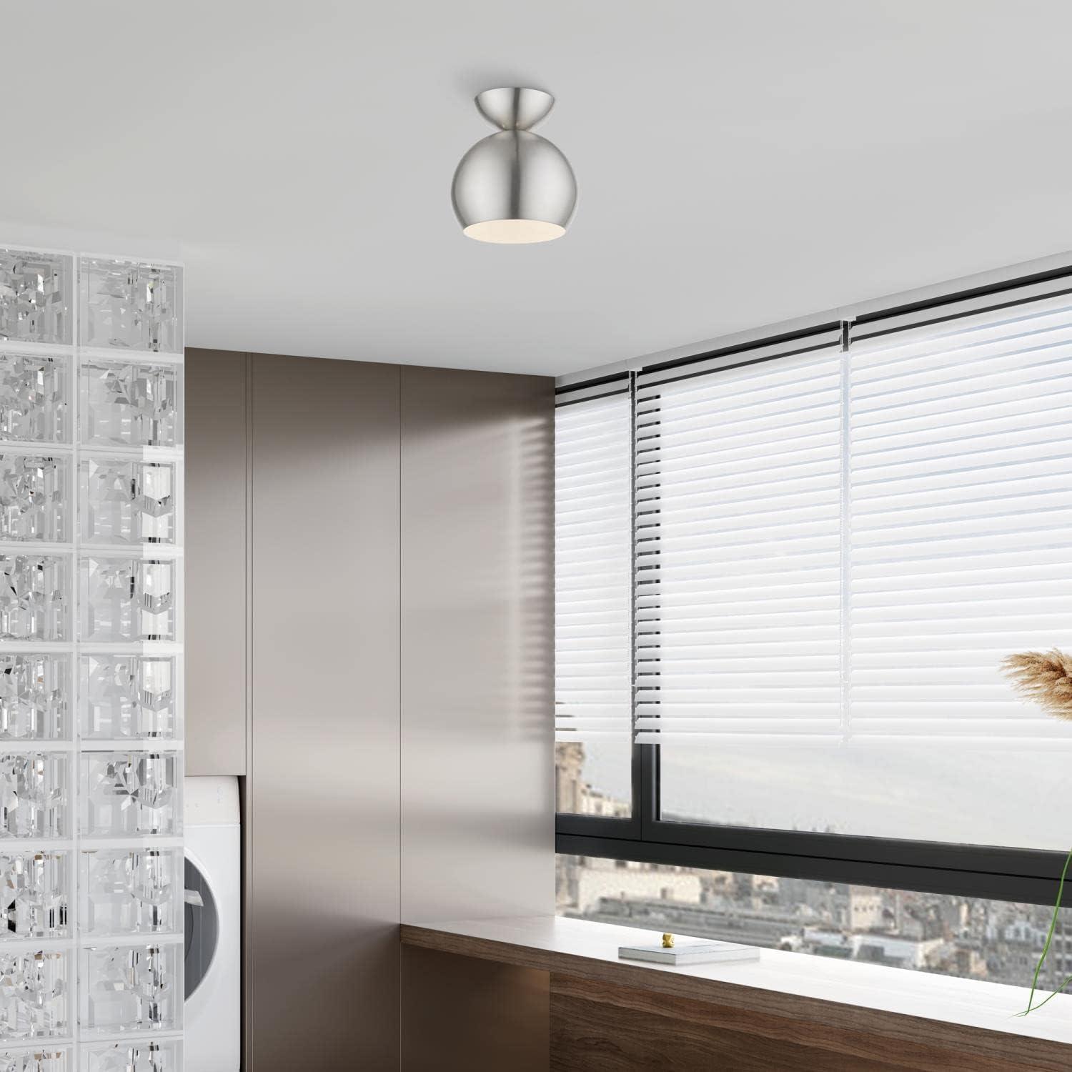 Livex Lighting Stockton 1 - Light Semi-Flush Mount in  Brushed Nickel/Polished Chrome