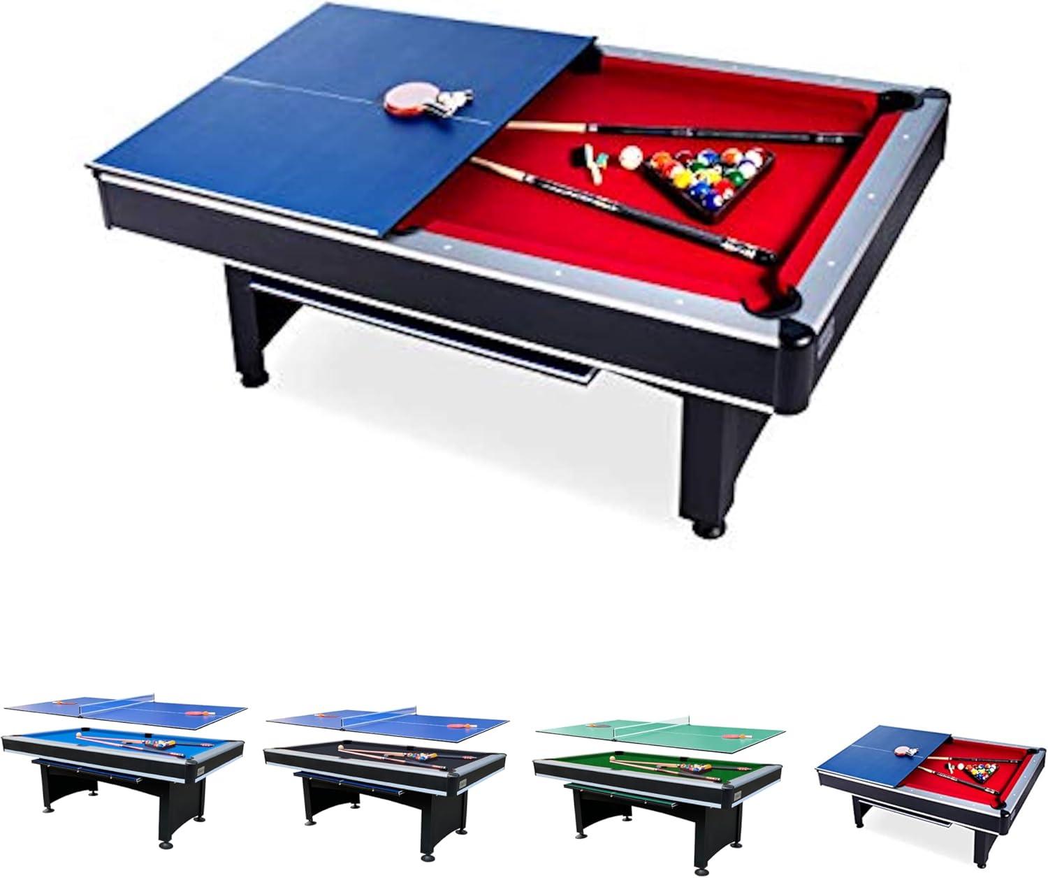 RACK Pool Tables RACK Scorpius 7-Foot Multi Game with Table Tennis Billiard/Pool Table Tennis (Red)