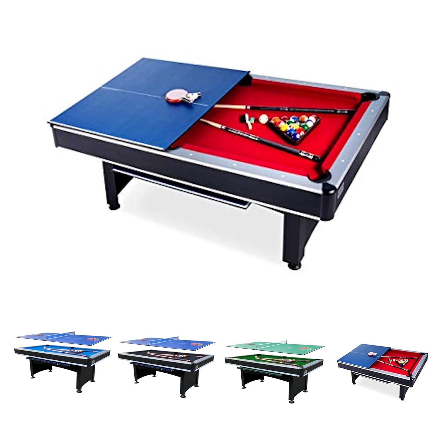 RACK Pool Tables RACK Scorpius 7-Foot Multi Game with Table Tennis Billiard/Pool Table Tennis (Red)
