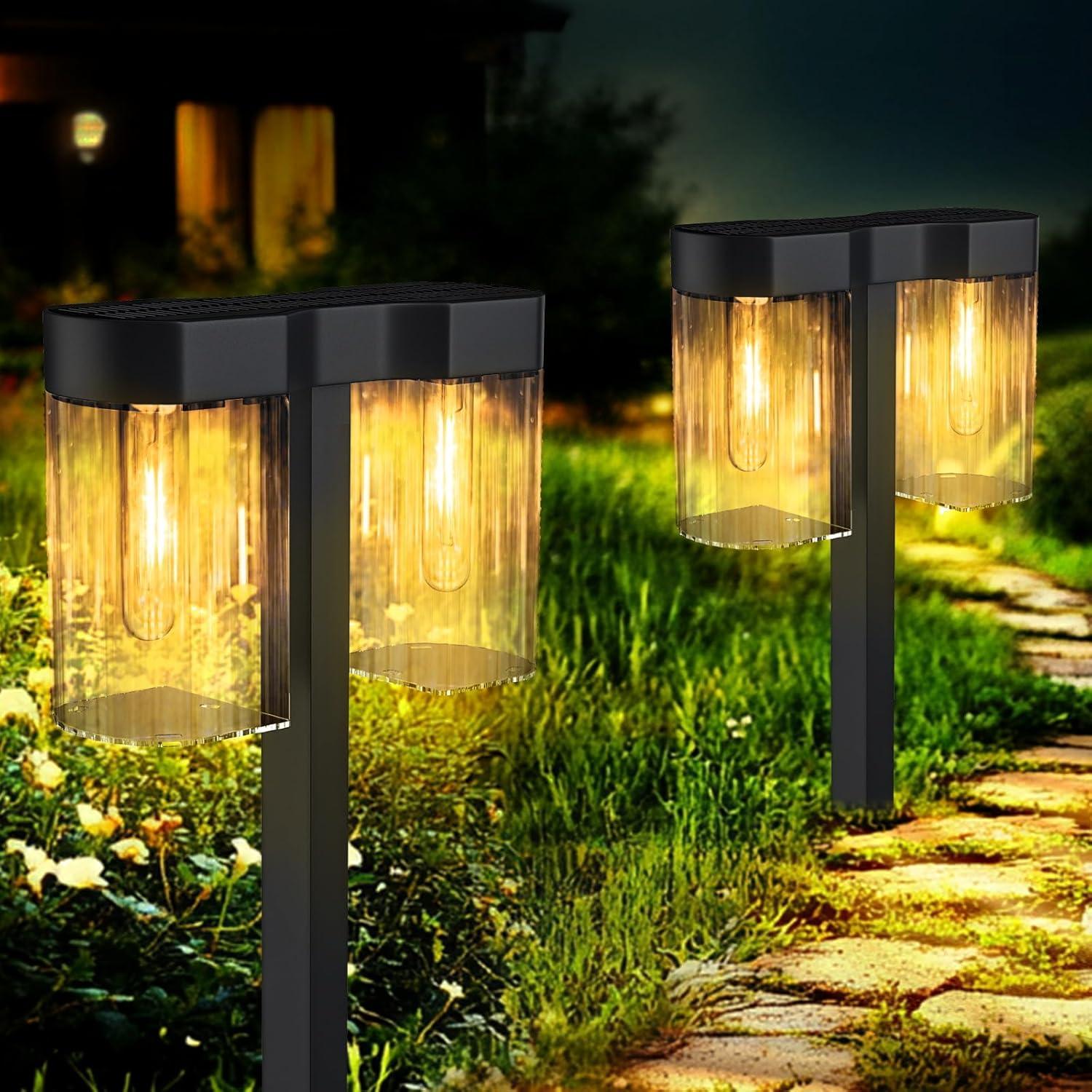 ELECLINK Solar Pathway Lights Outdoor, 2 Pack Upgraded Solar Lights Outdoor Waterproof, Bright Up to 15 Hrs Auto On/Off Garden Light for Yard Patio Lawn Path Walkway Driveway Outside Decor KEF16
