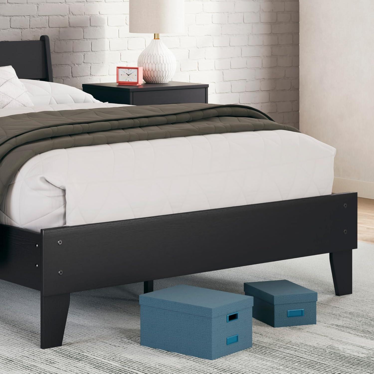 Full Piperton Platform Bed Black - Signature Design by Ashley: Modern Style, MDF Frame, No Box Spring Needed