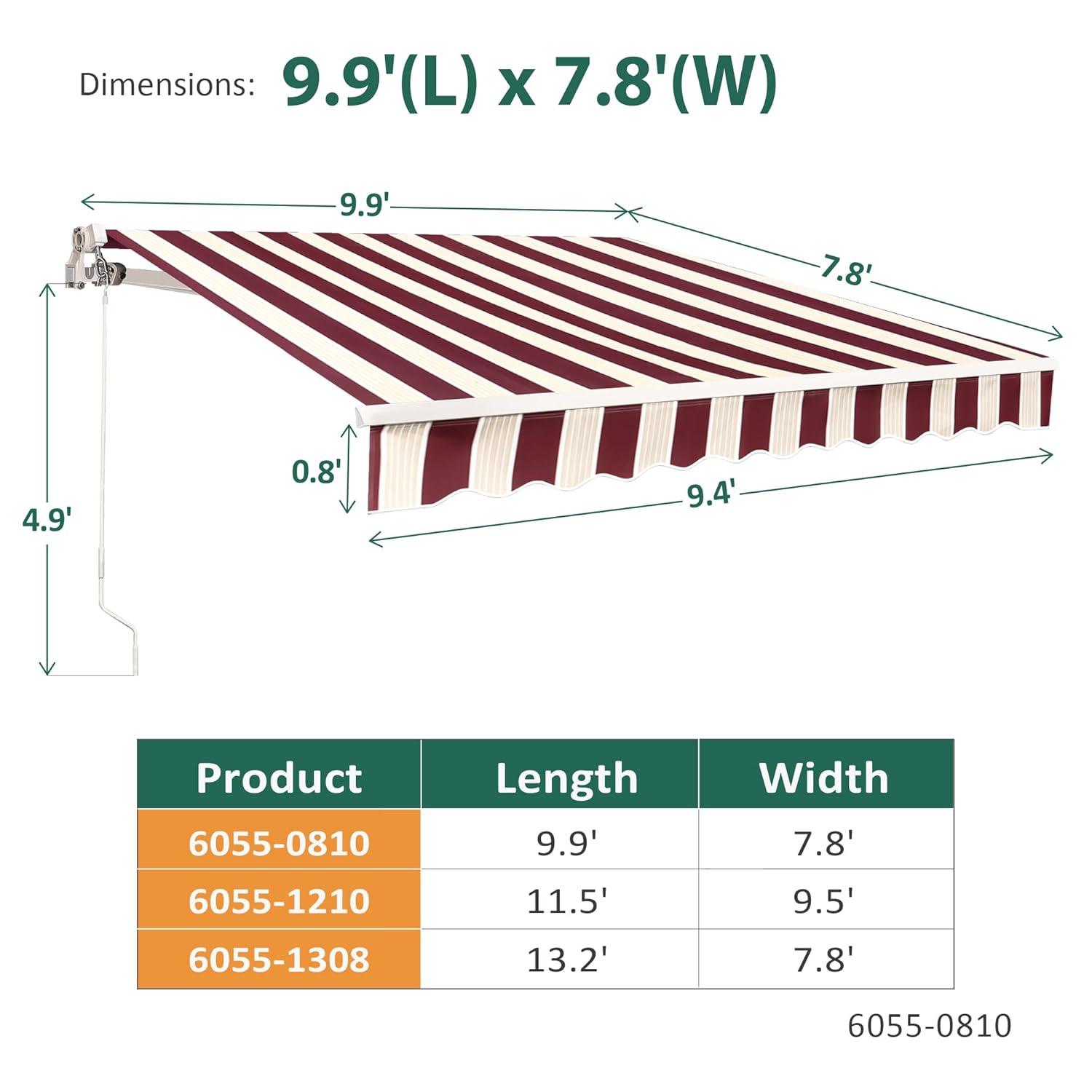 Newacme LLC Freeport Park Alvin 10 ft. W x 8 ft. D Retractable Patio Awning