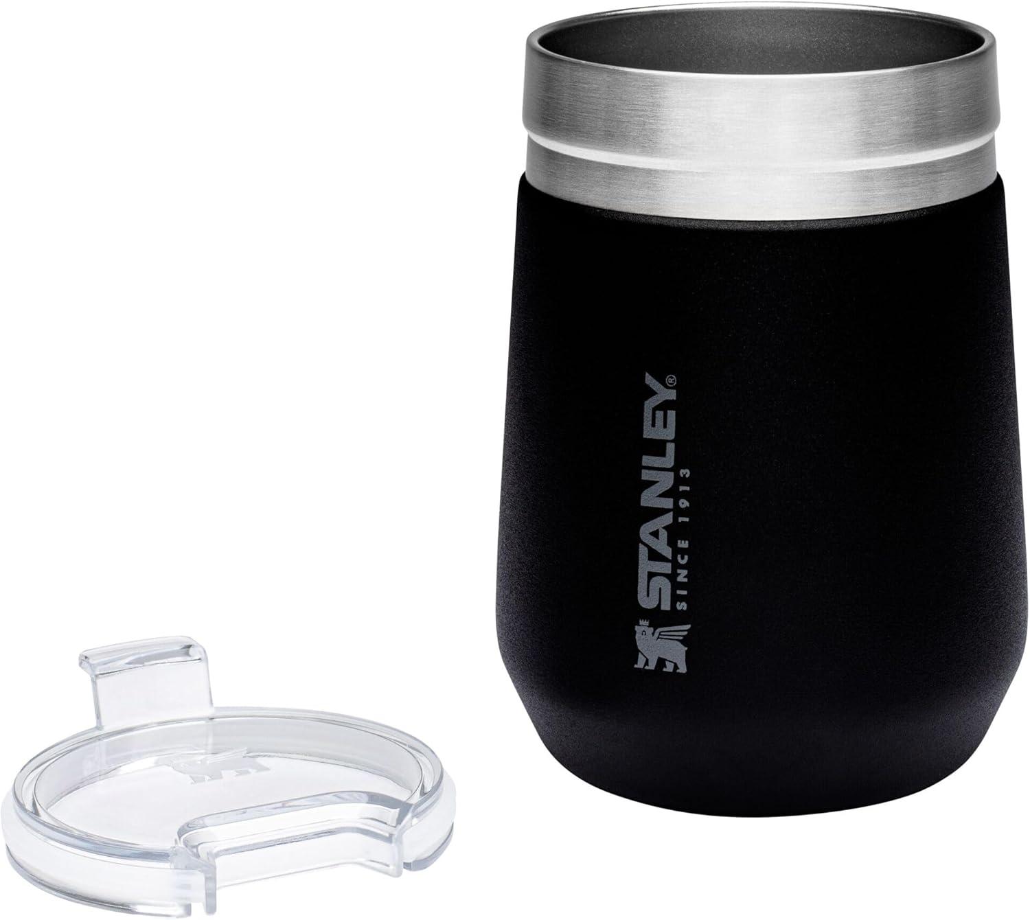 Stanley 10 oz Everyday Wine Tumbler Matte Black: Stainless Steel, Dishwasher-Safe, Hot/Cold Drinkware, All Ages