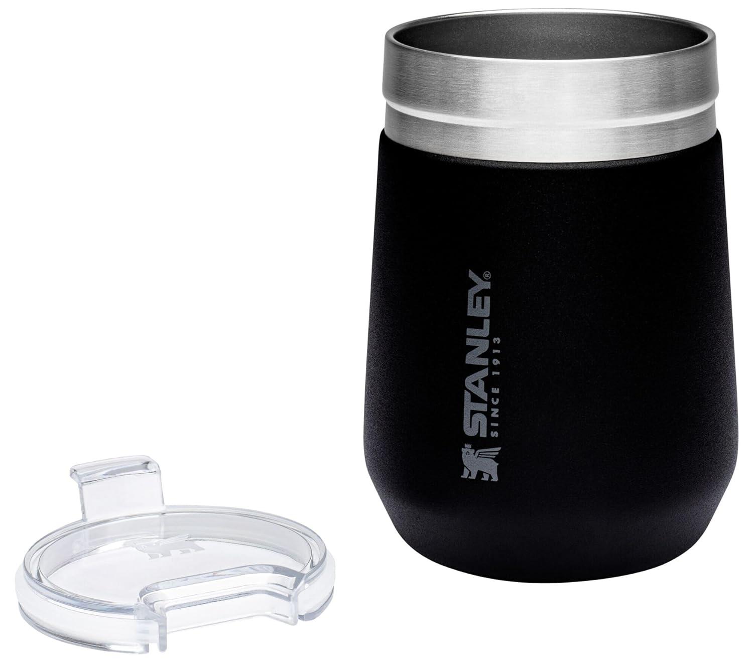 Stanley 10 oz Everyday Wine Tumbler Matte Black: Stainless Steel, Dishwasher-Safe, Hot/Cold Drinkware, All Ages