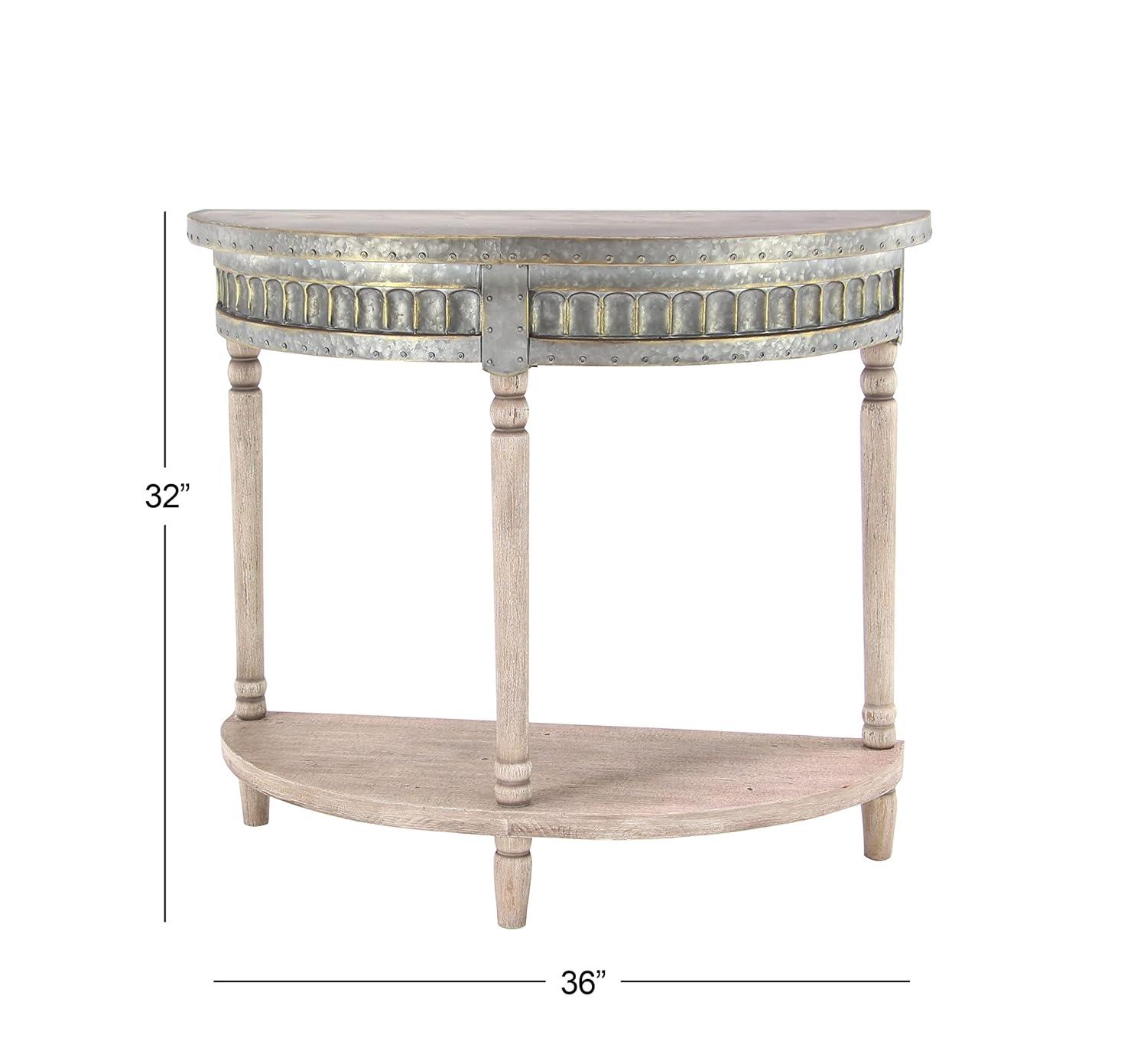 Traditional Half Round Side Table Beige - Olivia & May: Sturdy Iron Entryway Console with Shelf