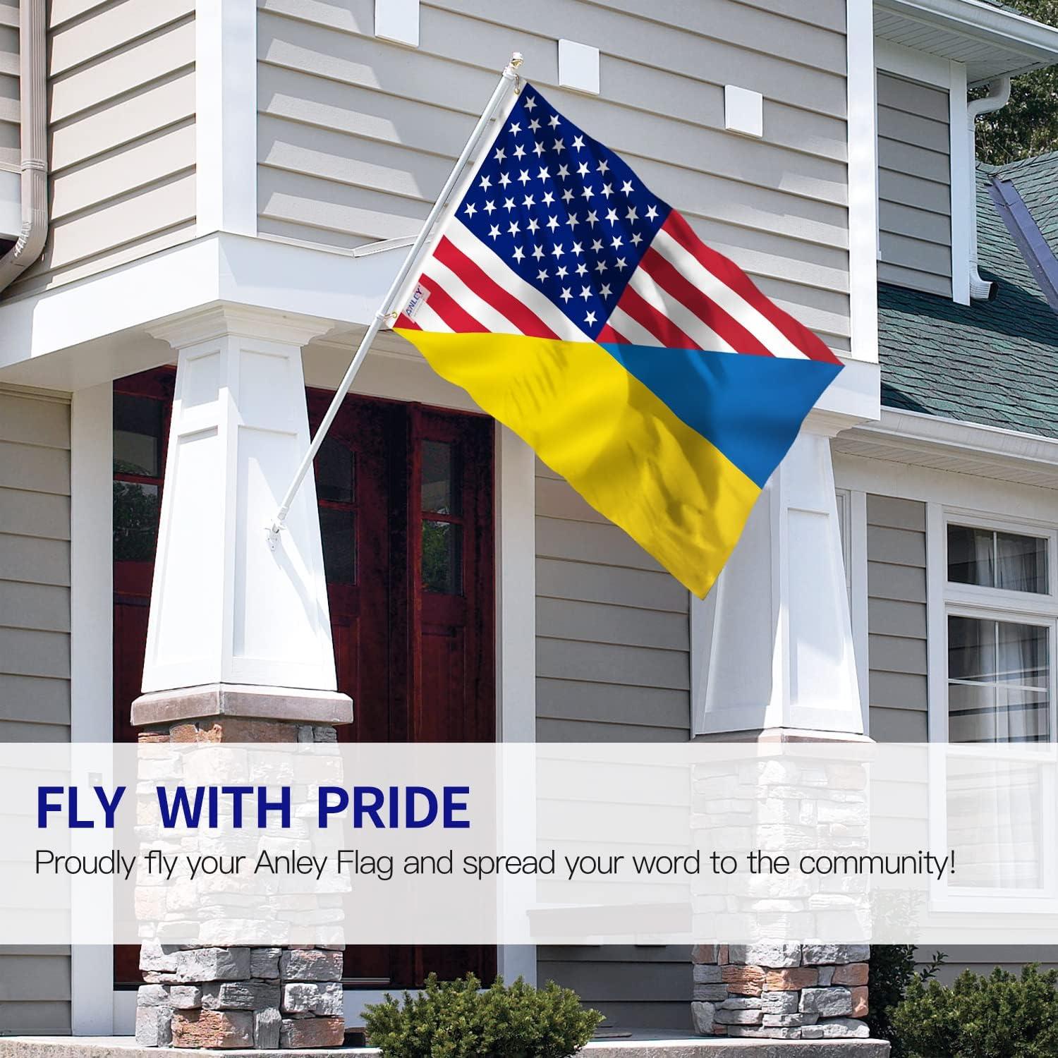 Anley Fly Breeze 3x5 Ft America Ukraine Friendship Flag - Friendship Forever US UA Flag