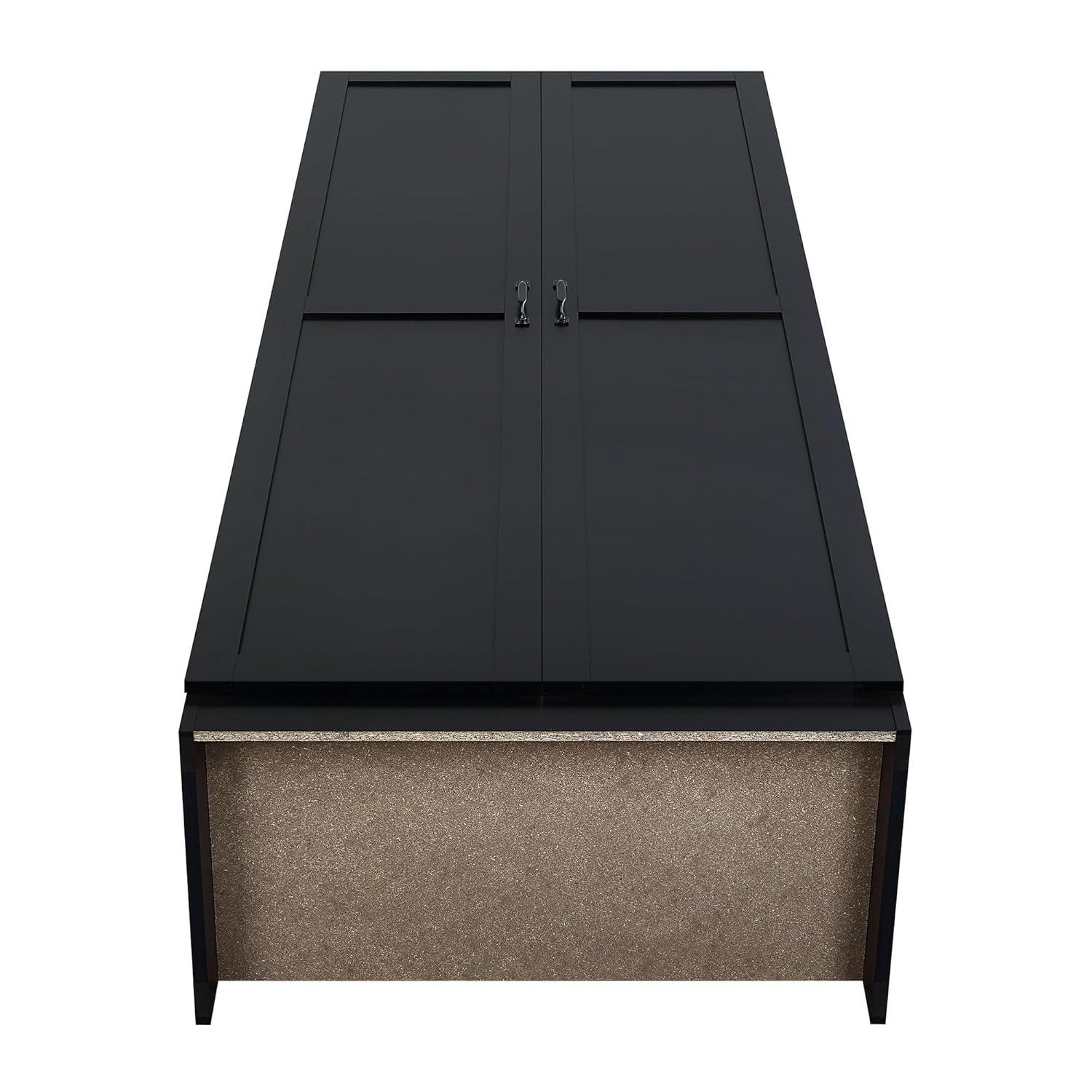 Hopkins Modern 4 Shelf Storage Closet Black - Manhattan Comfort: MDF, European Hinges, 71" High