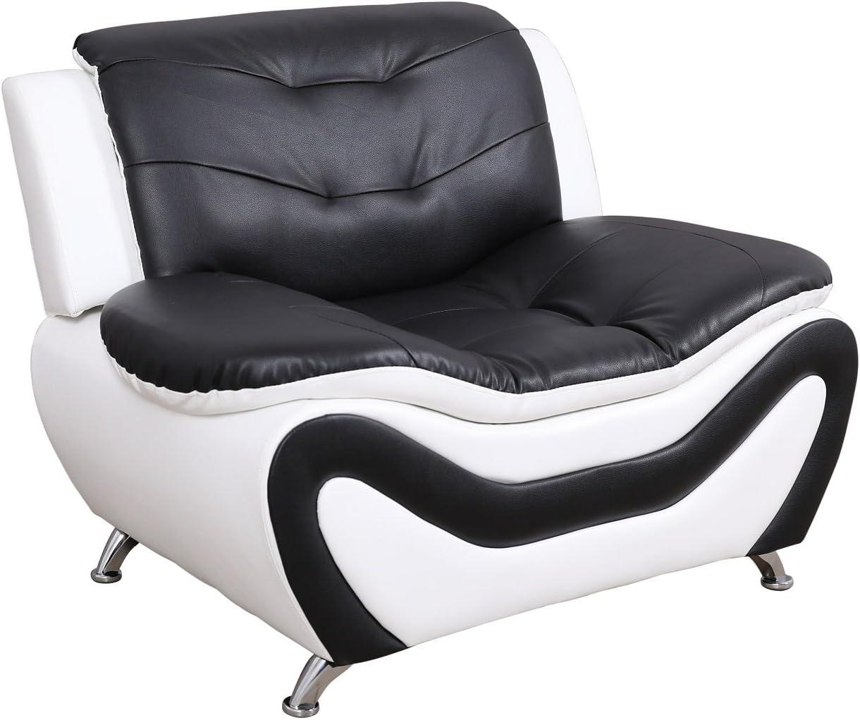 PonLiving Furniture 3 Piece Aldo Modern Sofa Set, Black & White Golden Coast Furniture 3 Piece Aldo Modern Sofa Set, Black & White