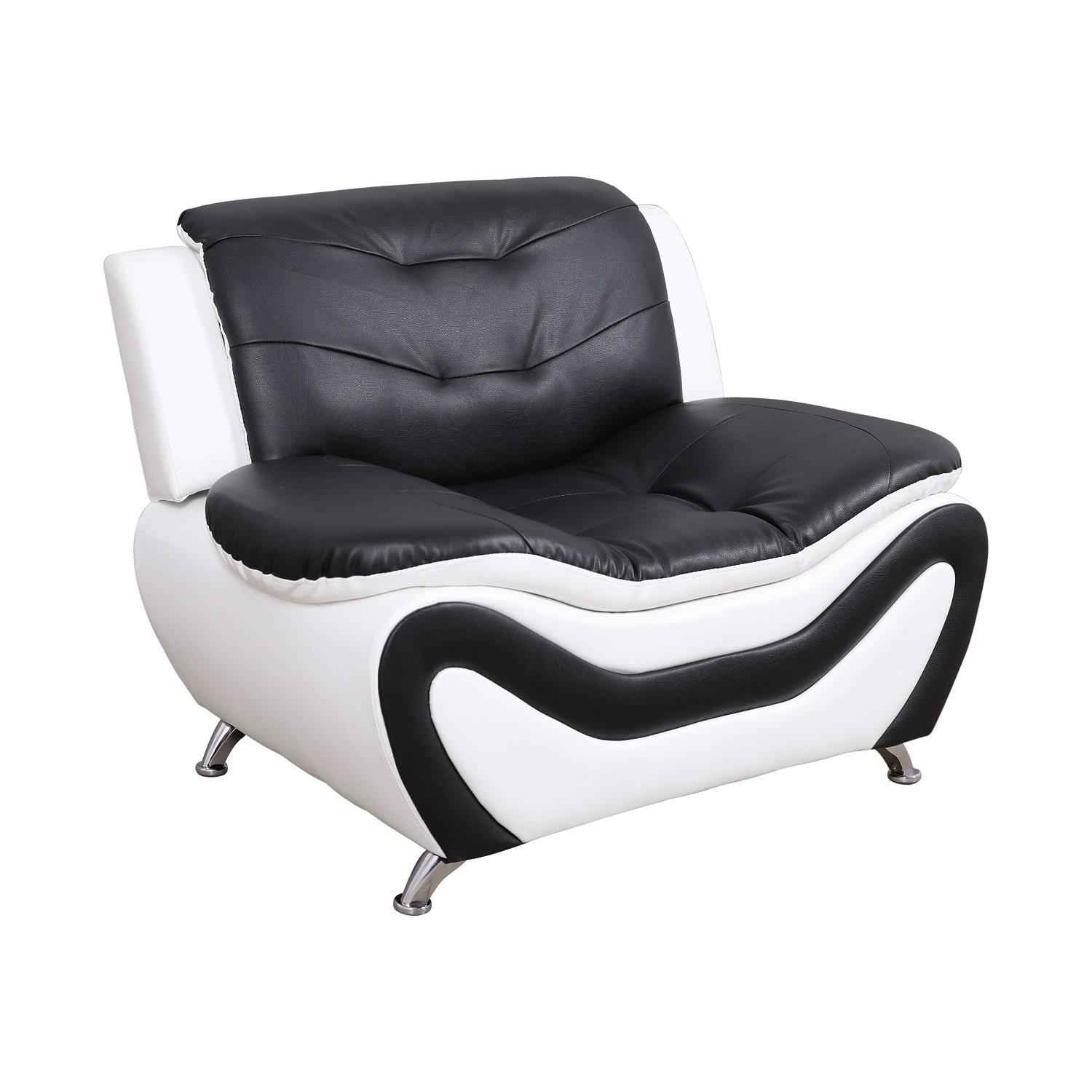 PonLiving Furniture 3 Piece Aldo Modern Sofa Set, Black & White Golden Coast Furniture 3 Piece Aldo Modern Sofa Set, Black & White