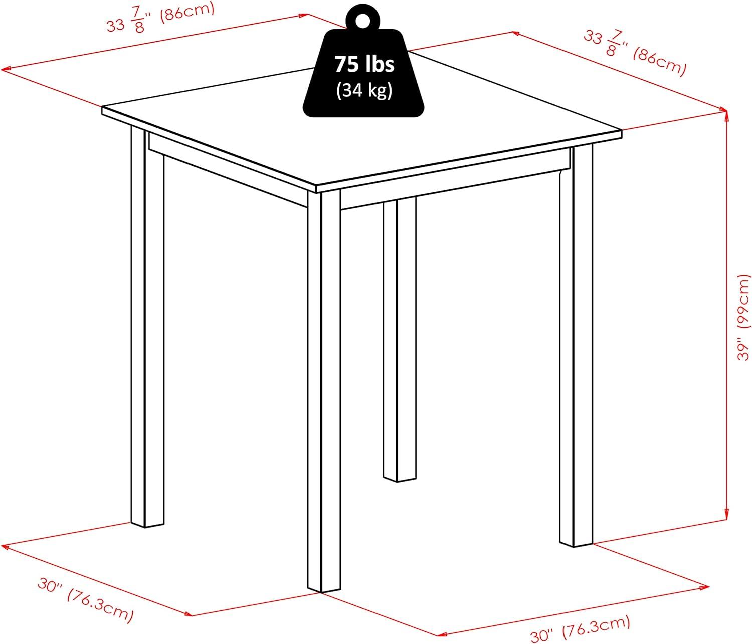 Parkland 34" Walnut Wood Square Bar Height Table