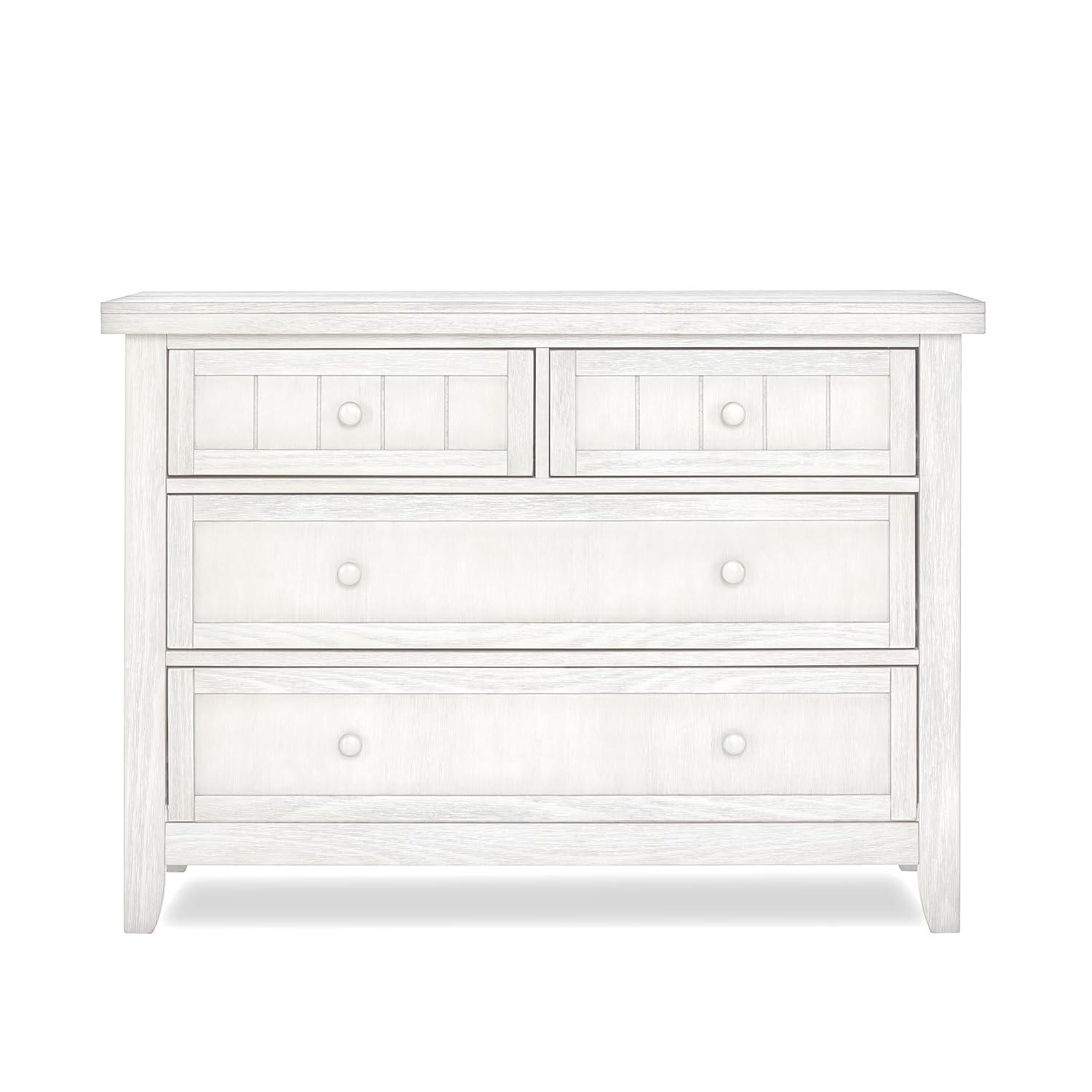 White Farmhouse Double Dresser with Plank Pattern