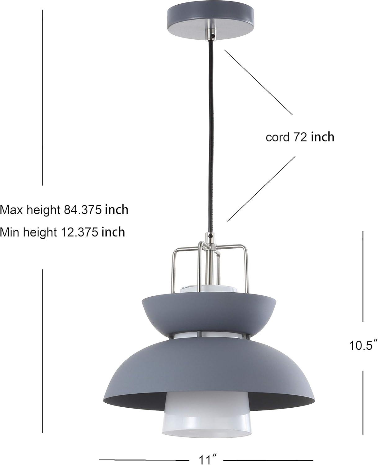 Paul 11" Farmhouse Metal LED Pendant, Gray