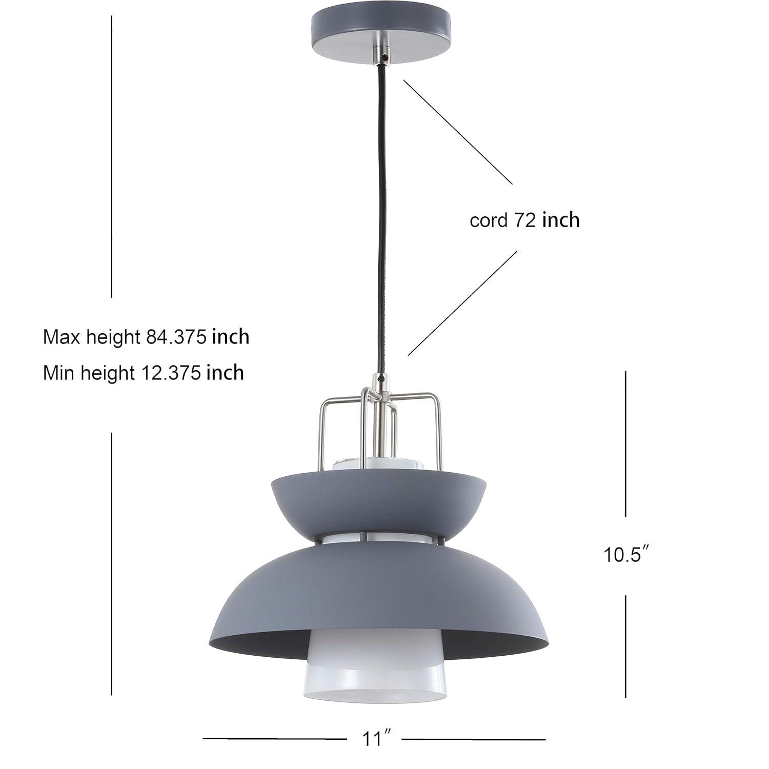 Paul 11" Farmhouse Metal LED Pendant, Gray