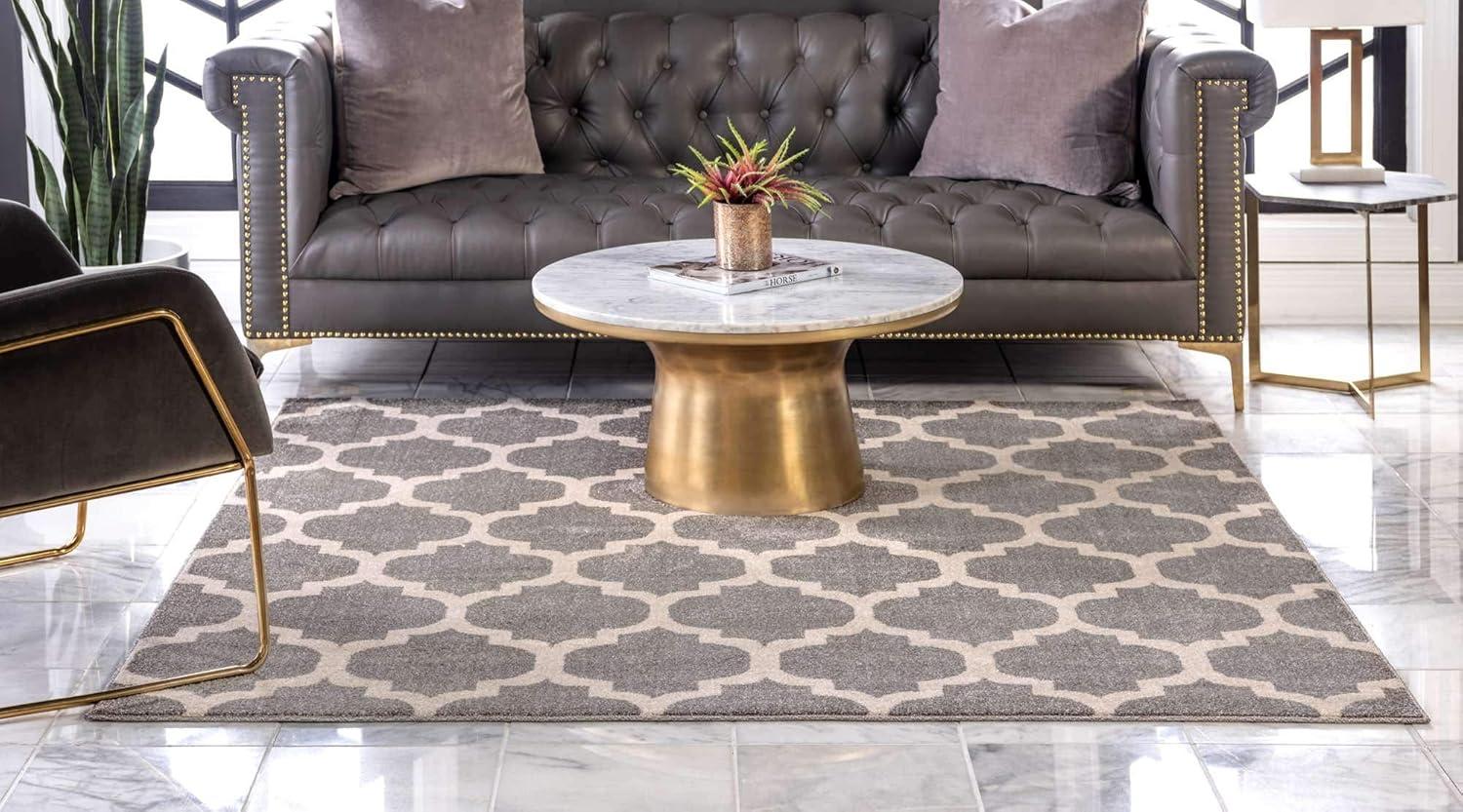 Unique Loom 5' 4 x 6' 1 Trellis Philadelphia Dark Gray Area Rug