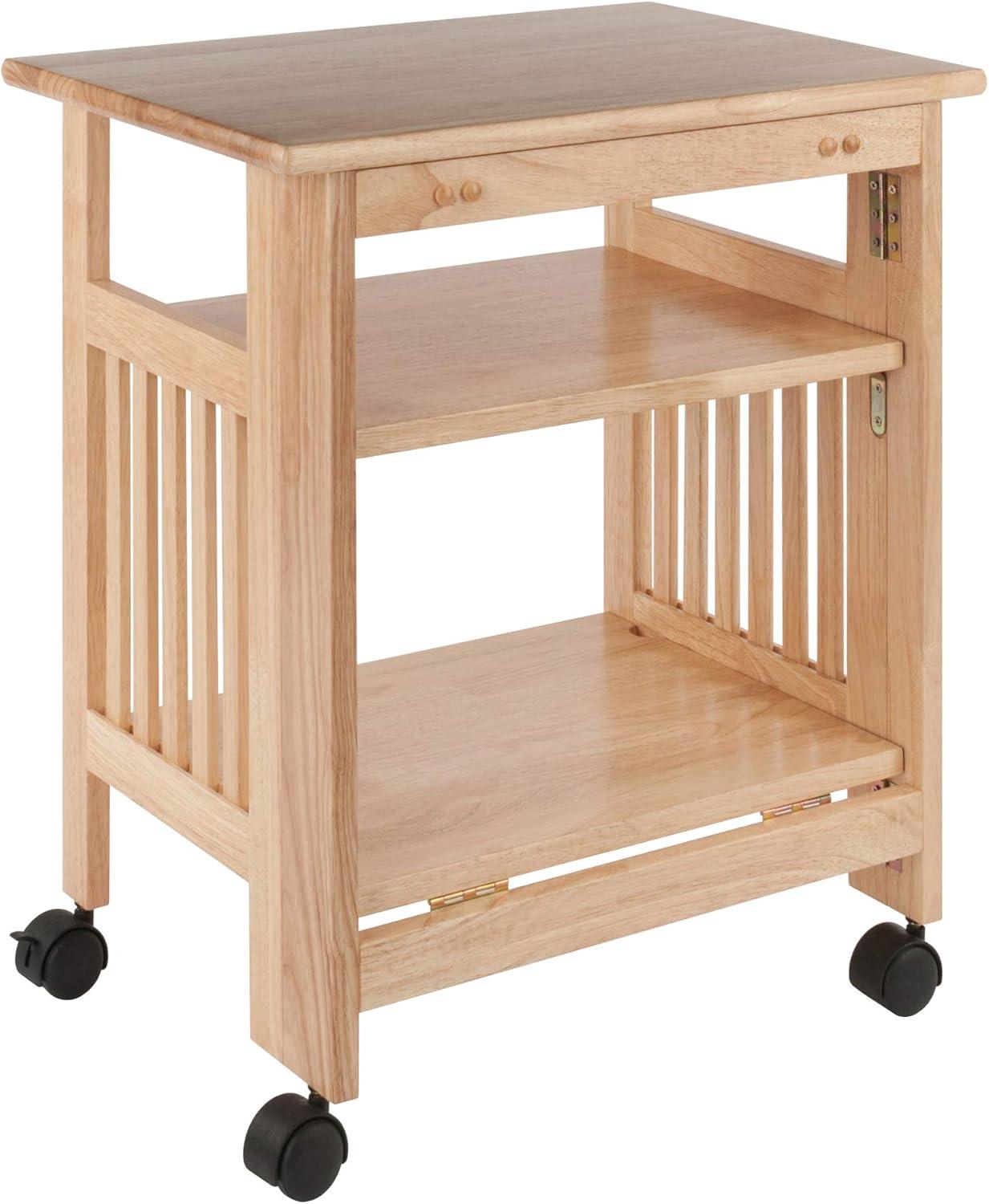 Foldable Printer Stand Natural - Winsome: Office Furniture with Shelves & Wheels