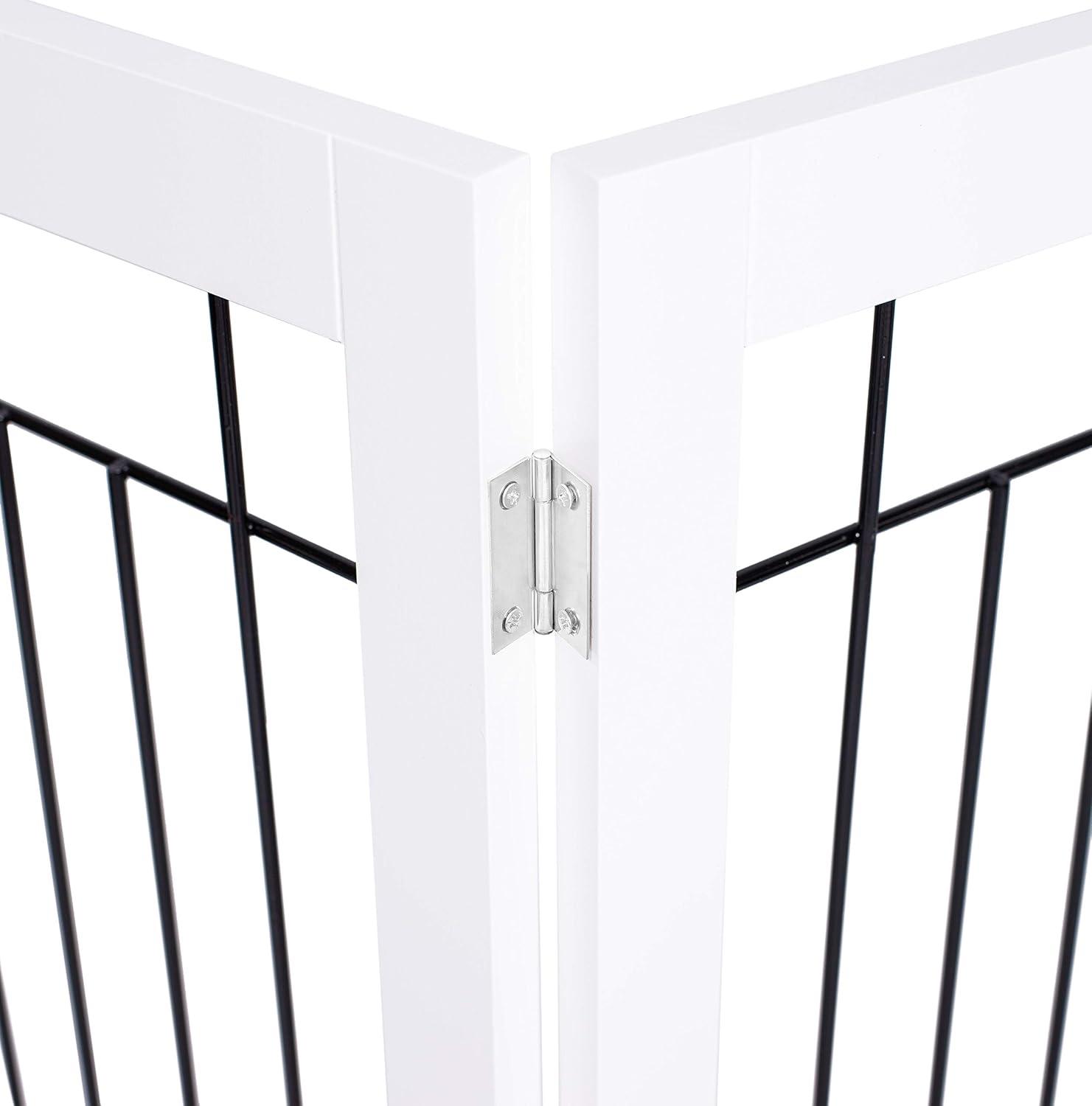 White Freestanding Solid Wood and Metal Dog Gate