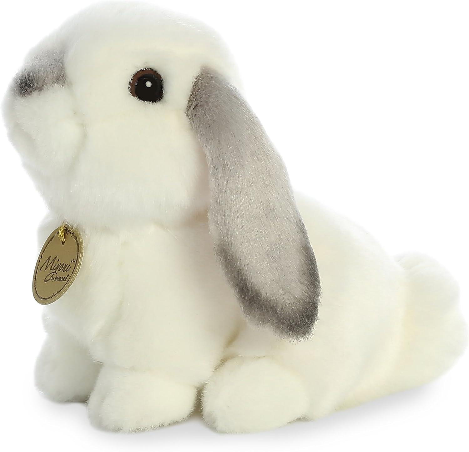 Aurora Small Lop Eared Rabbit Miyoni Realistic Stuffed Animal Grey Ears 8"