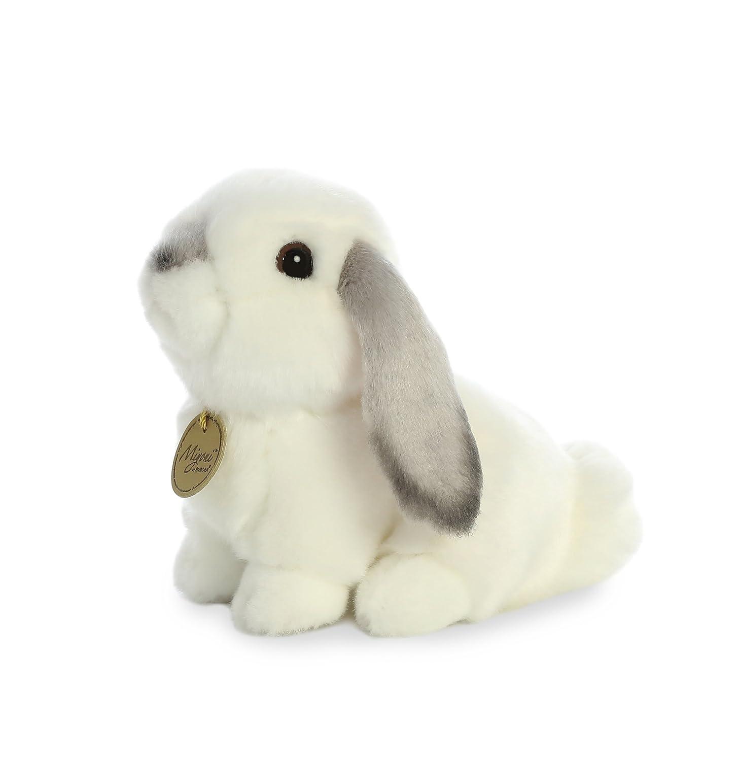 Aurora Small Lop Eared Rabbit Miyoni Realistic Stuffed Animal Grey Ears 8"