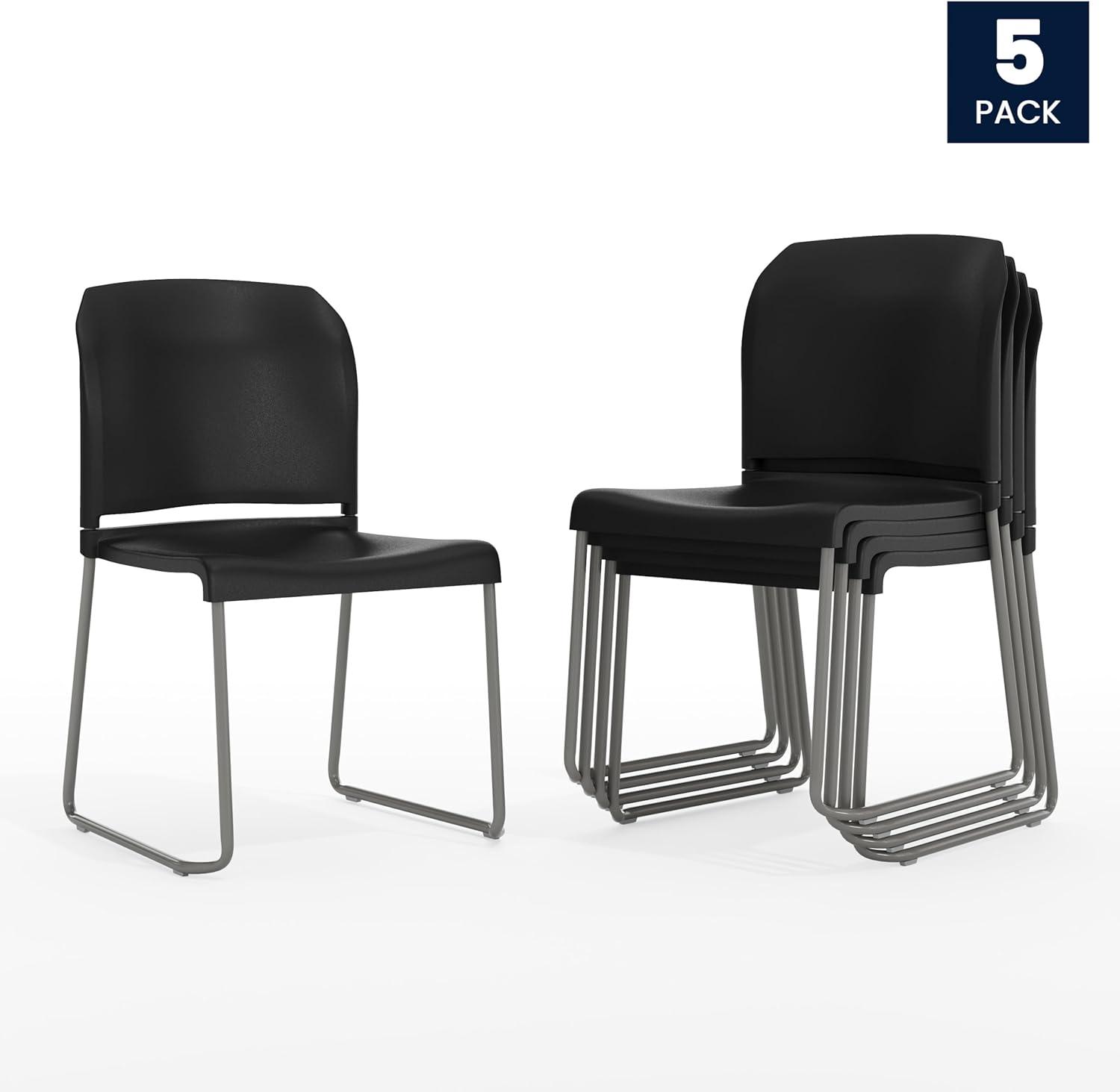 Flash Furniture Brielle Contoured Sled Base Stackable Waiting Room Chairs (Set of 5)