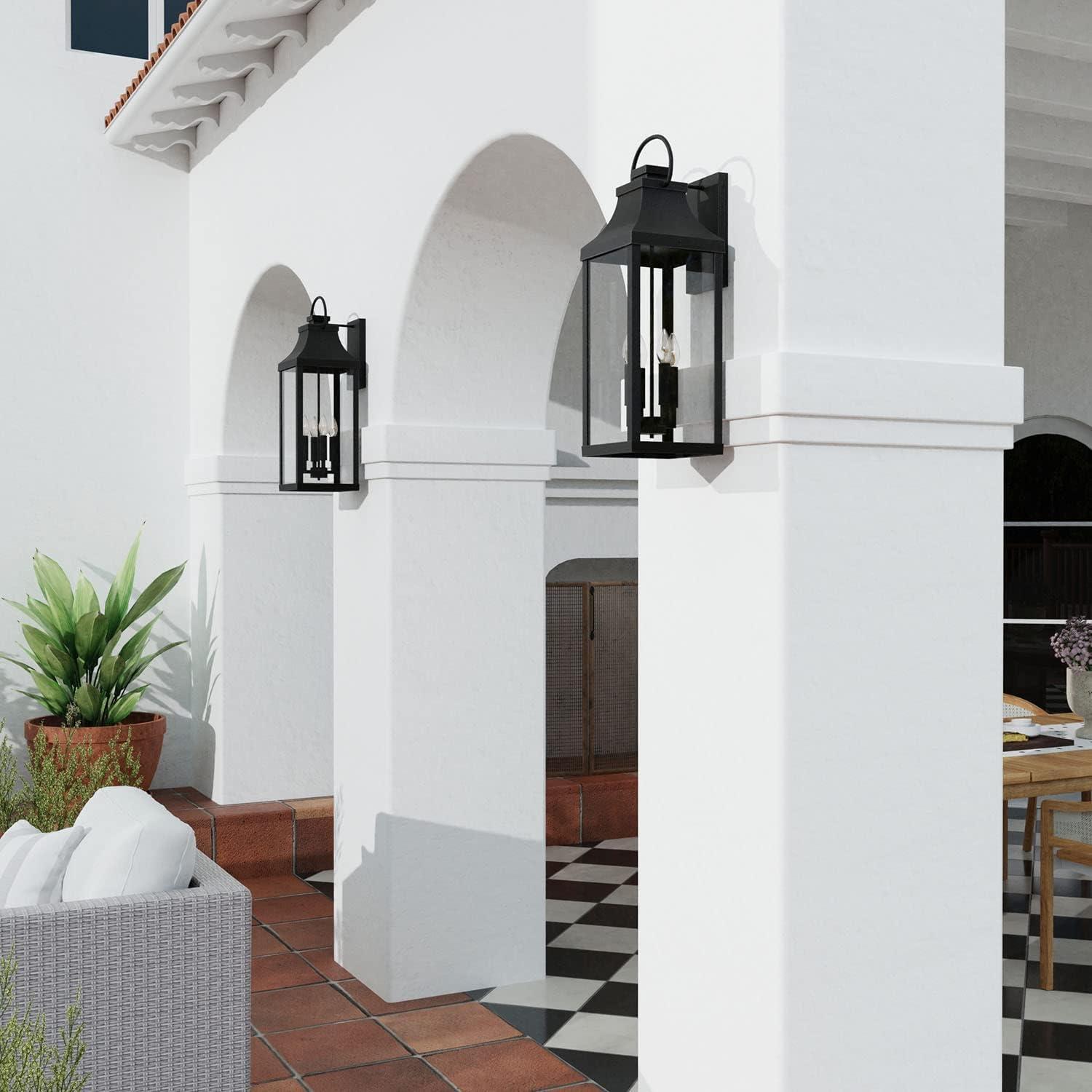 Outdoor Wall Lantern In Traditional Style-27 Inches Tall And 9 Inches Wide-Black Finish-Incandescent Lamping Type Capital Lighting 946441Bk
