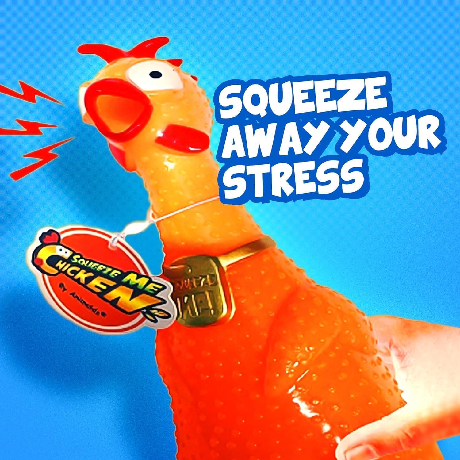 Animolds Squeeze Me Rubber Chicken Toy | Screaming Squeaky Chicken for Kids & Dogs | Novelty Prank Gag Gift (1 Pack Glow in The Dark)
