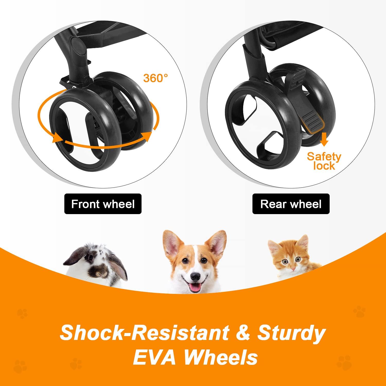 Foldable Pet Stroller with Detachable Carrier