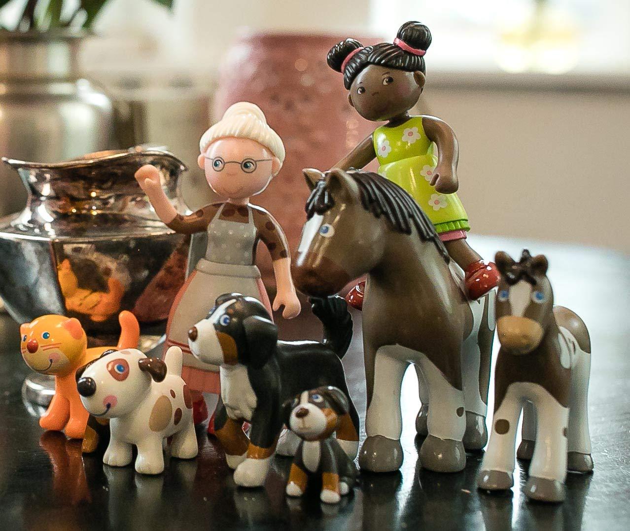 HABA Little Friends Dog Lucky - Pet Toy Figure with Doghouse & Wooden Bones