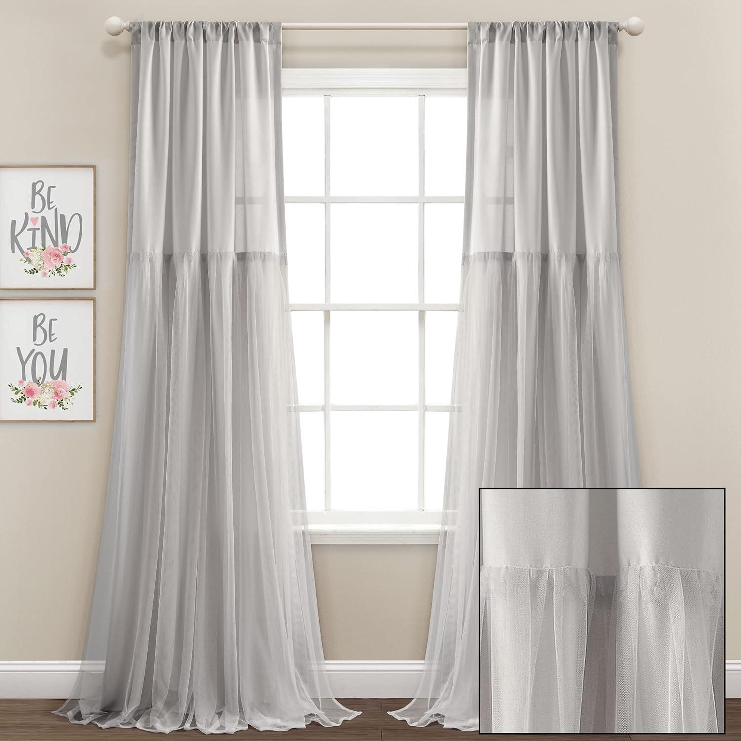 Lush Decor Polyester Semi Sheer Curtain Pair (Set of 2)