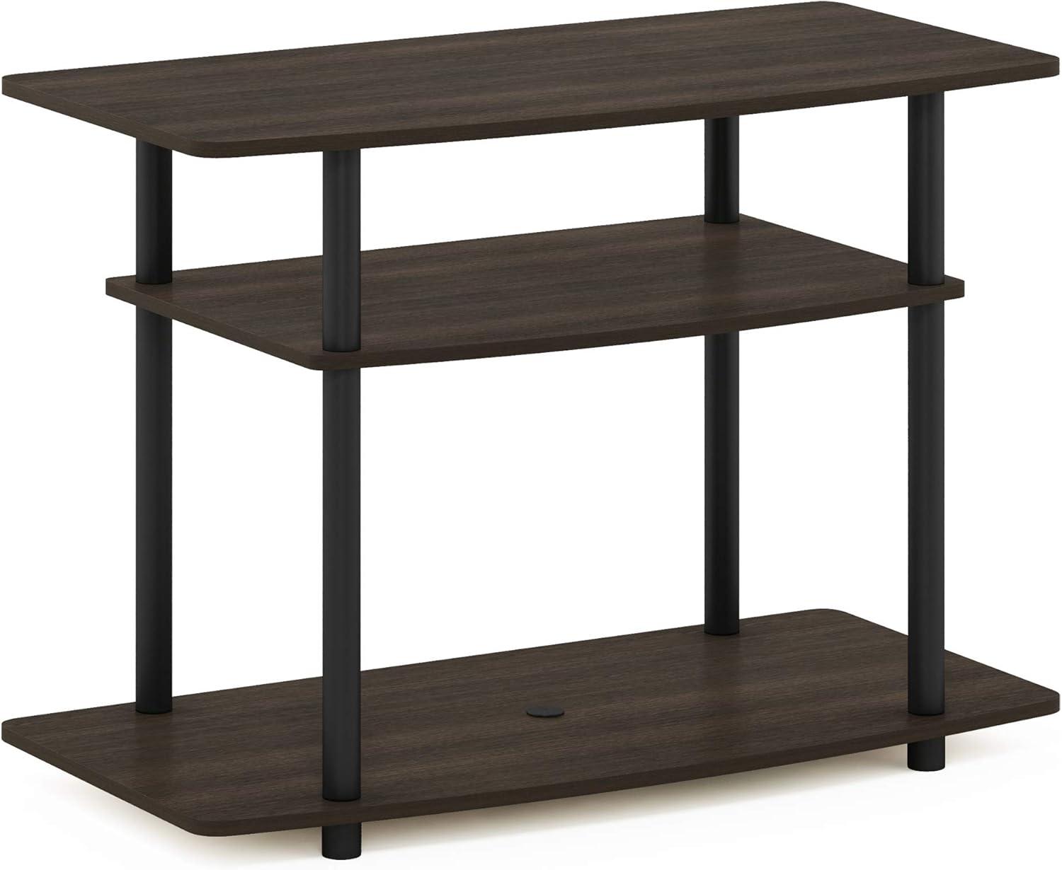 Furinno 3-Tier TV Stand Console Table for TV's up to 32" Media Entertainment Center No Tools Dark Brown/Black