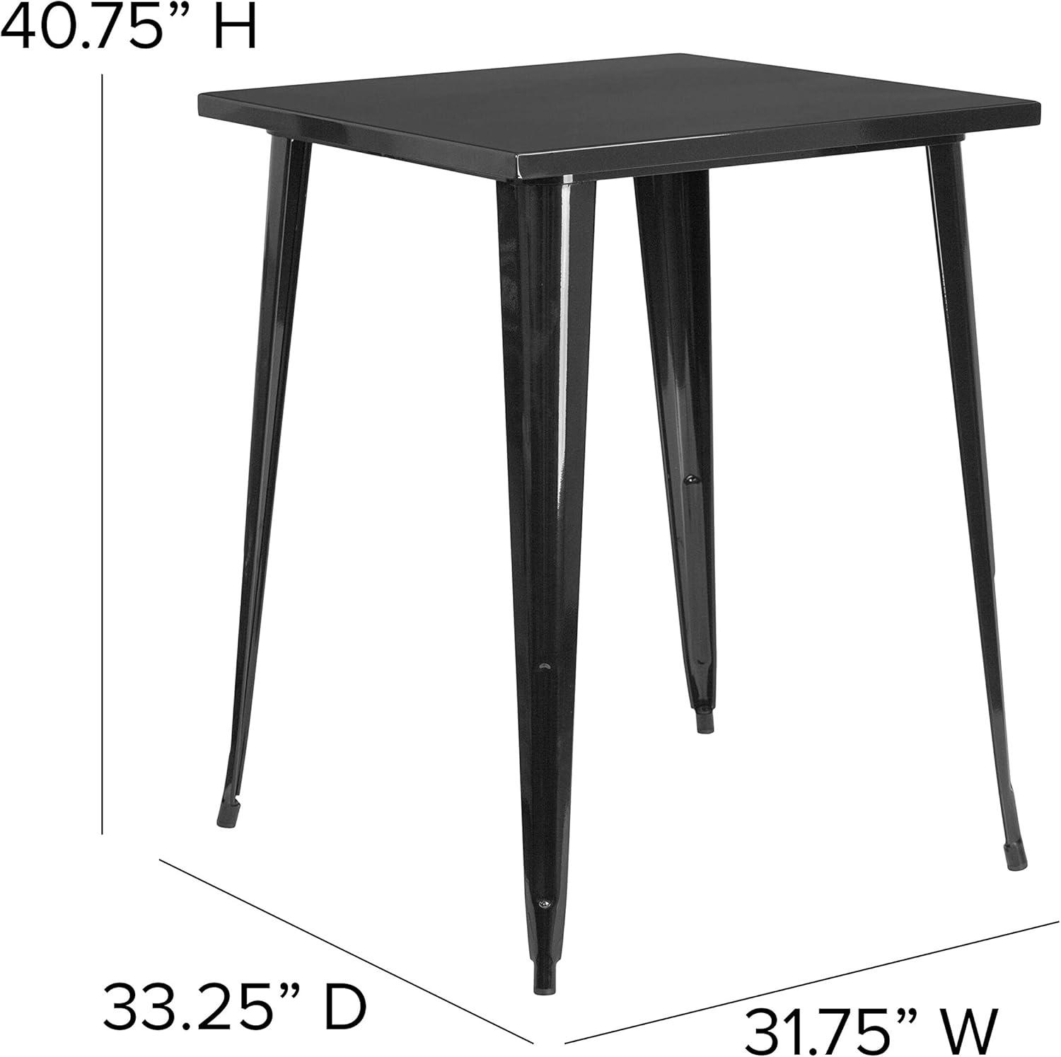 Emma and Oliver Commercial Grade 31.5" Square Black Metal Indoor-Outdoor Bar Height Table