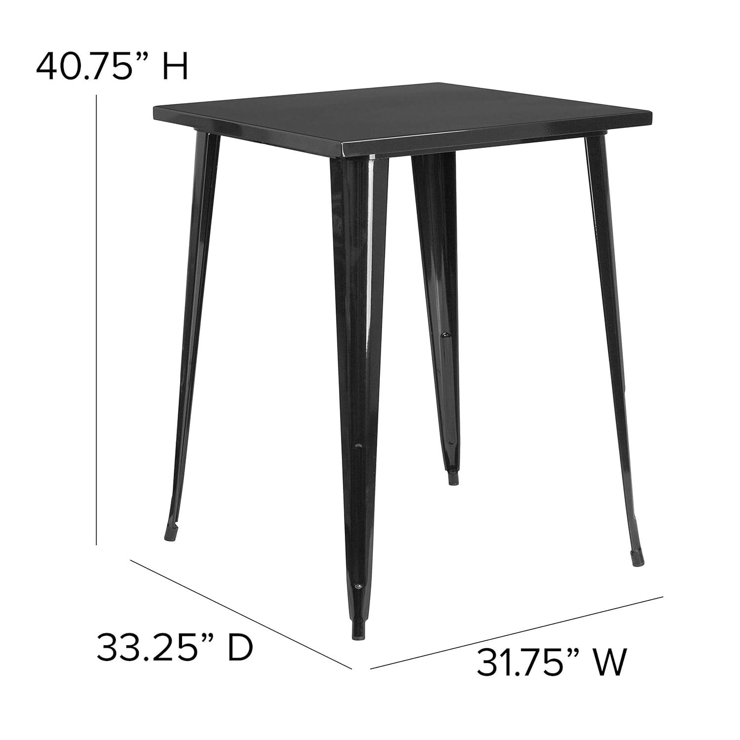 Emma and Oliver Commercial Grade 31.5" Square Black Metal Indoor-Outdoor Bar Height Table