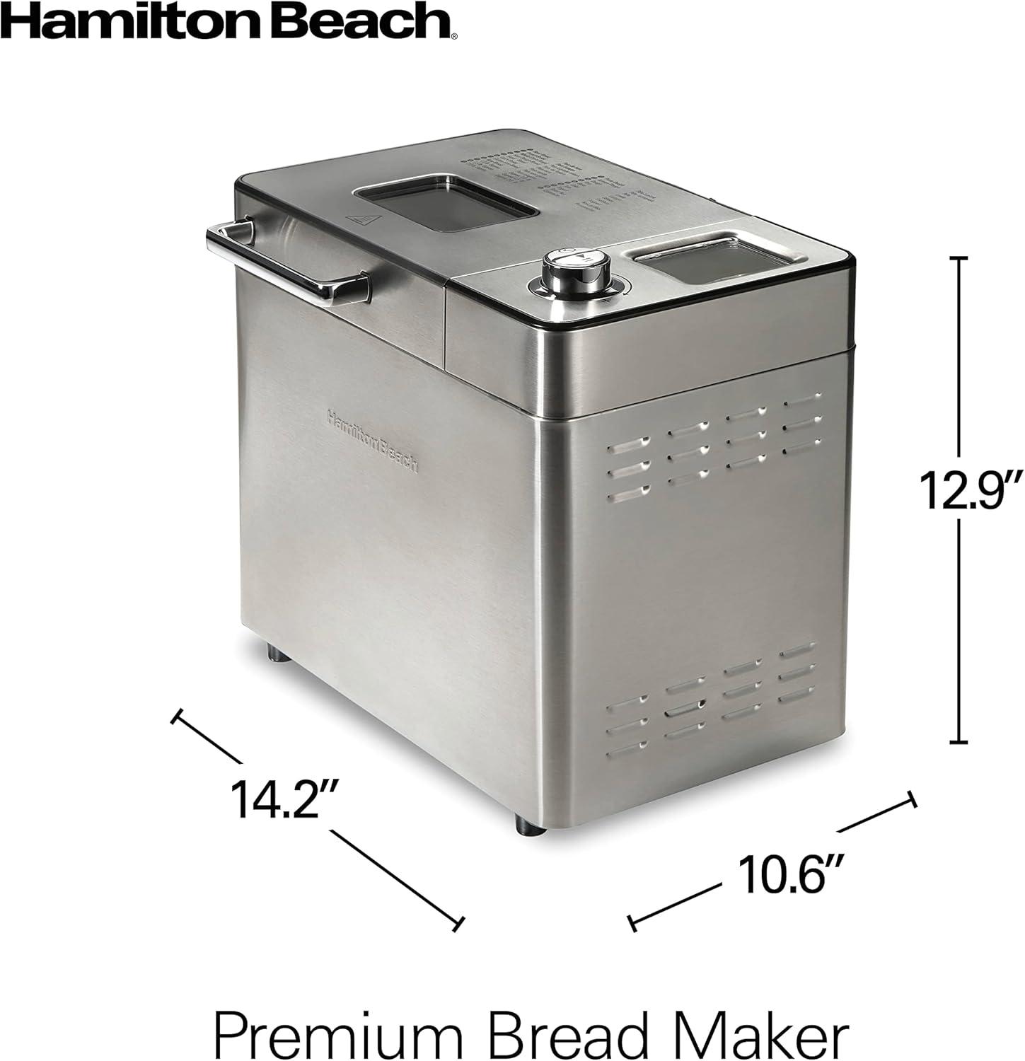 Hamilton Beach Premium Bread Make Machiner, Auto Fruit and Nut Dispenser, 21 Settings, Stainless Steel