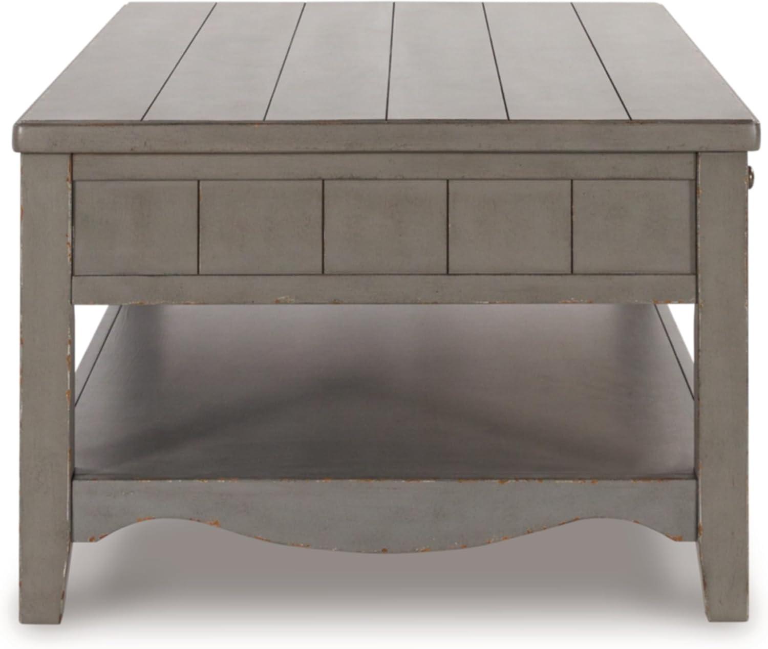 Classic European Farmhouse 50" Gray Wood Coffee Table with Storage