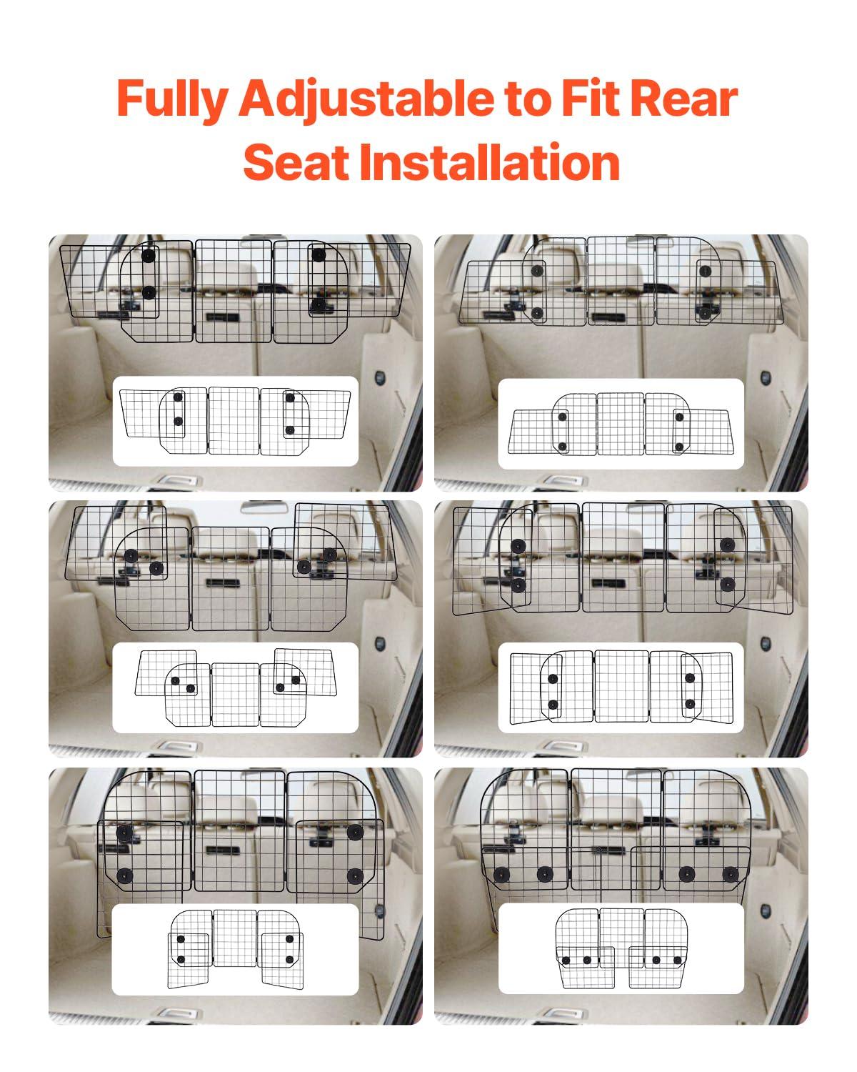 Dog Car Barrier, Adjustable Car Divider for Trunk Cargo Area, Universal-Fit Back Seat Wire Mesh barrier, Furniture Cover