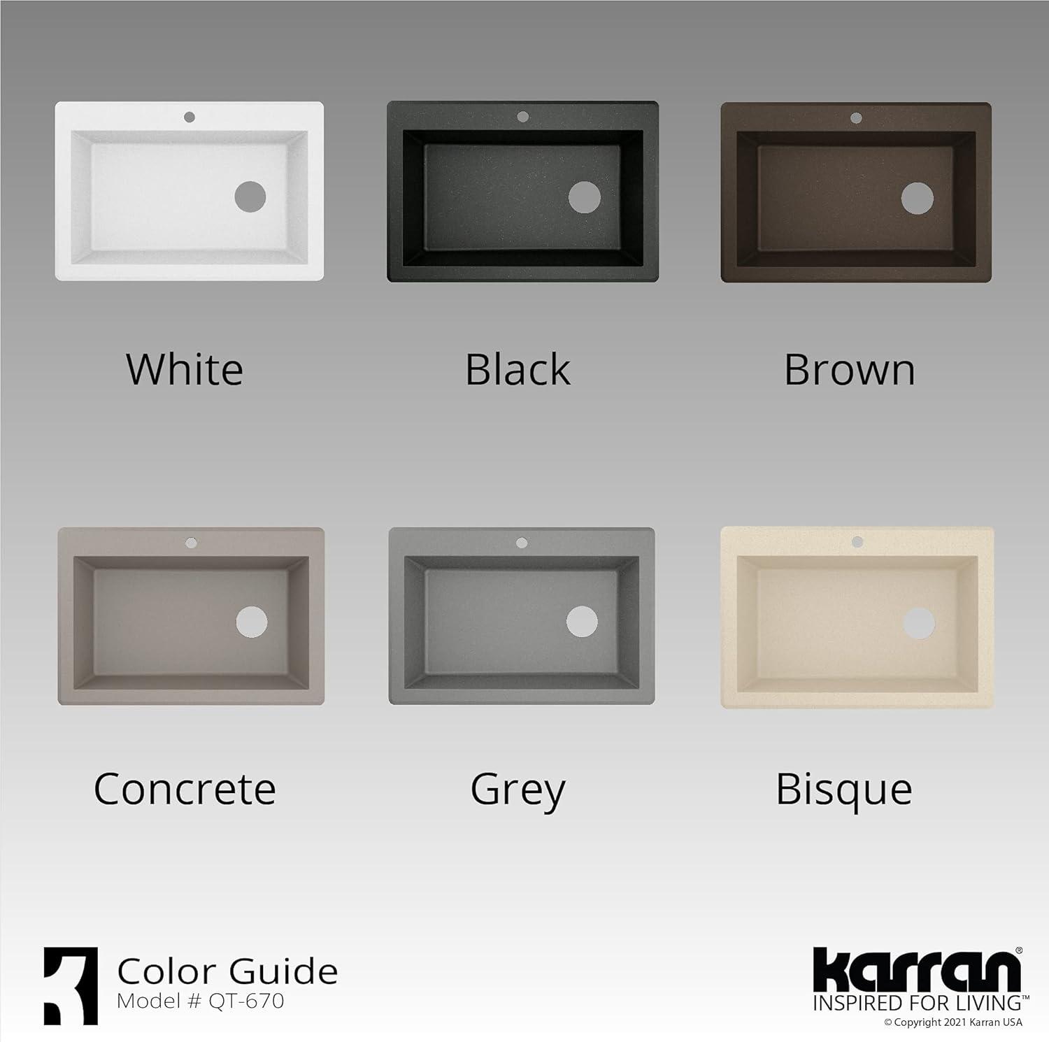 Karran Drop-in Quartz Composite 33'' X 22'' 1-Hole Single Bowl Kitchen Sink