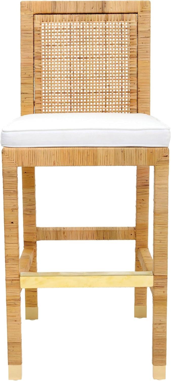 Amara Woven Rattan Performance Fabric Stool Natural Bar Height