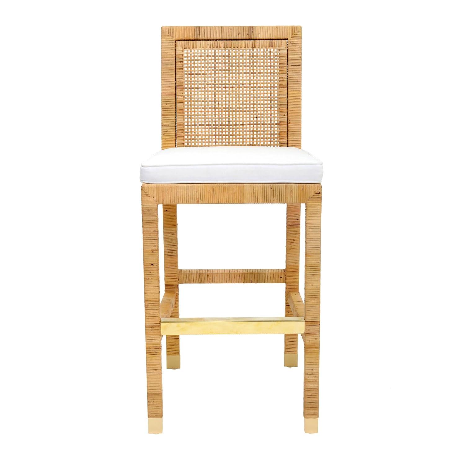 Amara Woven Rattan Performance Fabric Stool Natural Bar Height