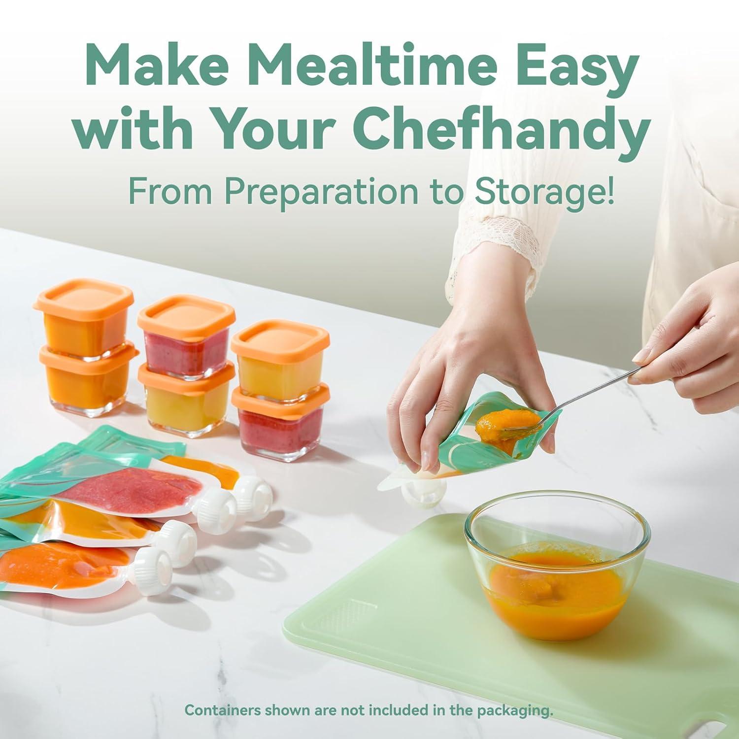 Chefhandy Baby Food Maker, 5 in 1 Baby Food Processor with Steaming Basket, Auto Cooking & Grinding, Touch Screen Control, Baby Steamer and Blender, Baby Food Puree Maker Warmer Mills Machine (Green)