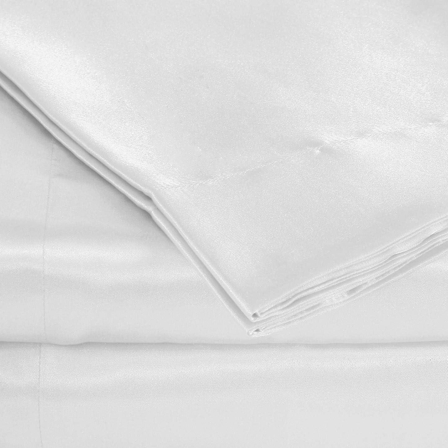 Queen Satin Sheet Set White - Belles & Whistles