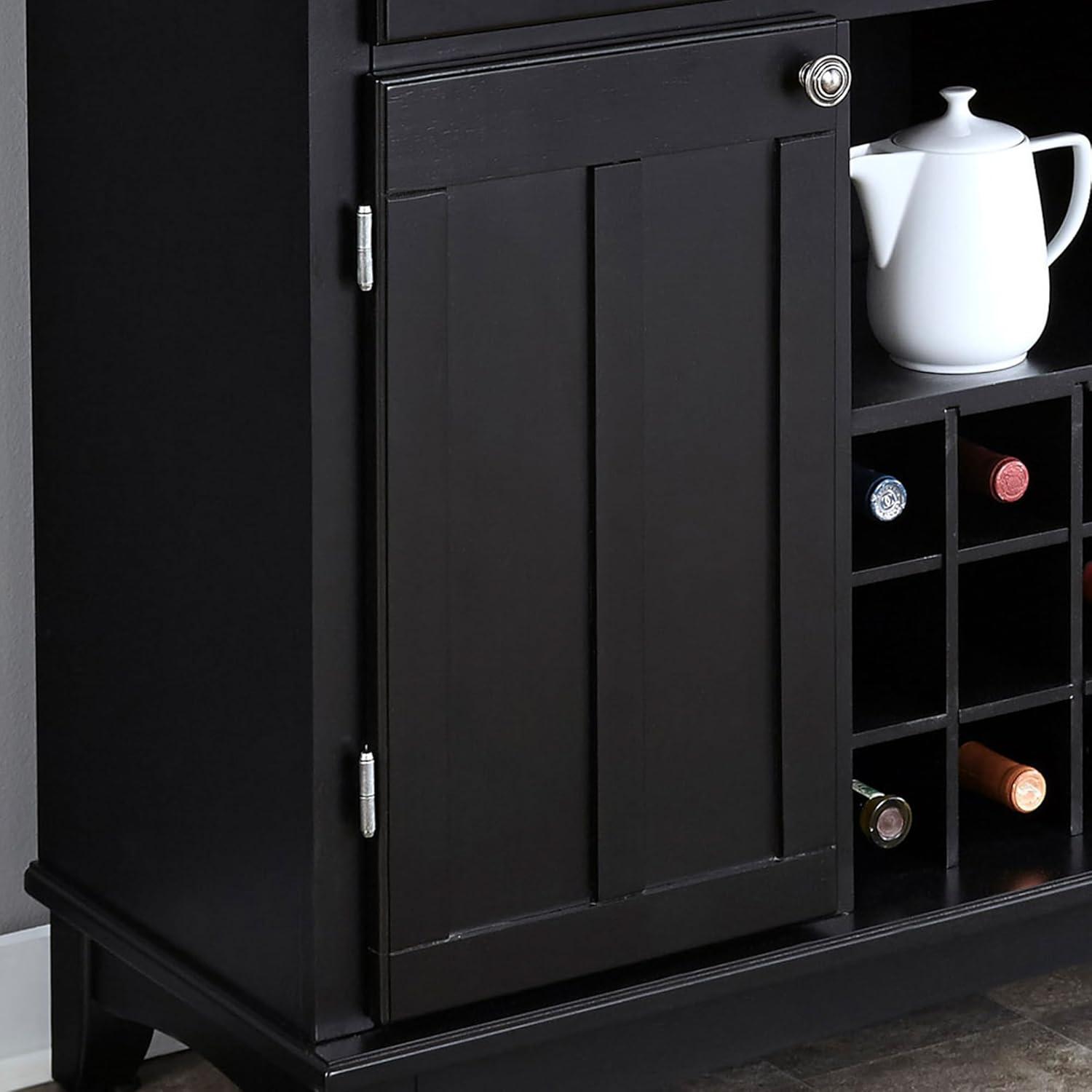 36.25" Sideboard Buffet Servers with Stainless Top Black - Home Styles: Kitchen Hutch, Credenza Console