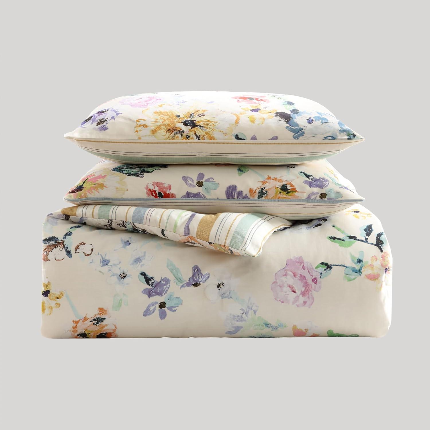 BeBeJan Bebejan Floral Garden on Mocha 100% Cotton 5-Piece Reversible Comforter Set